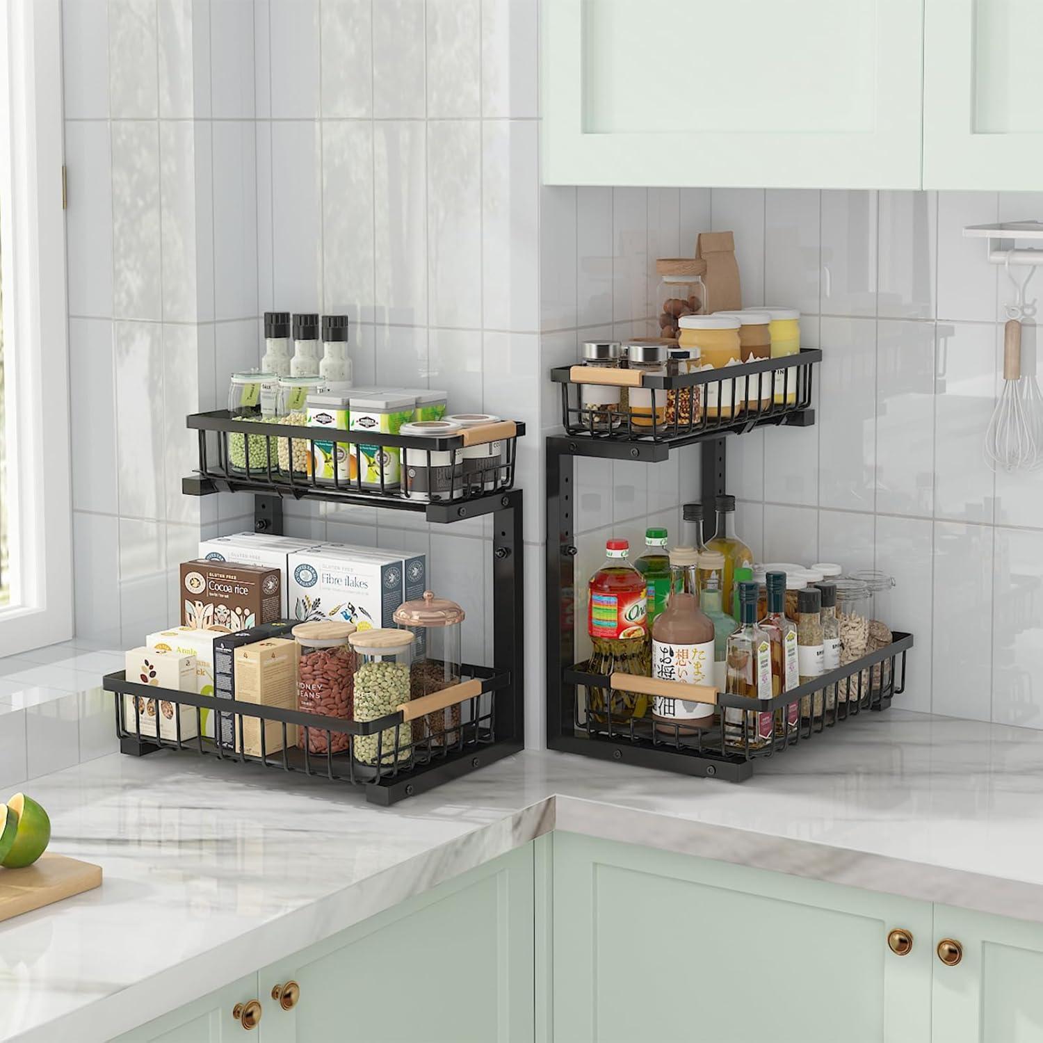 Organizador Bajo Fregadero ADRIMER 2 Niveles Extraíble Negro