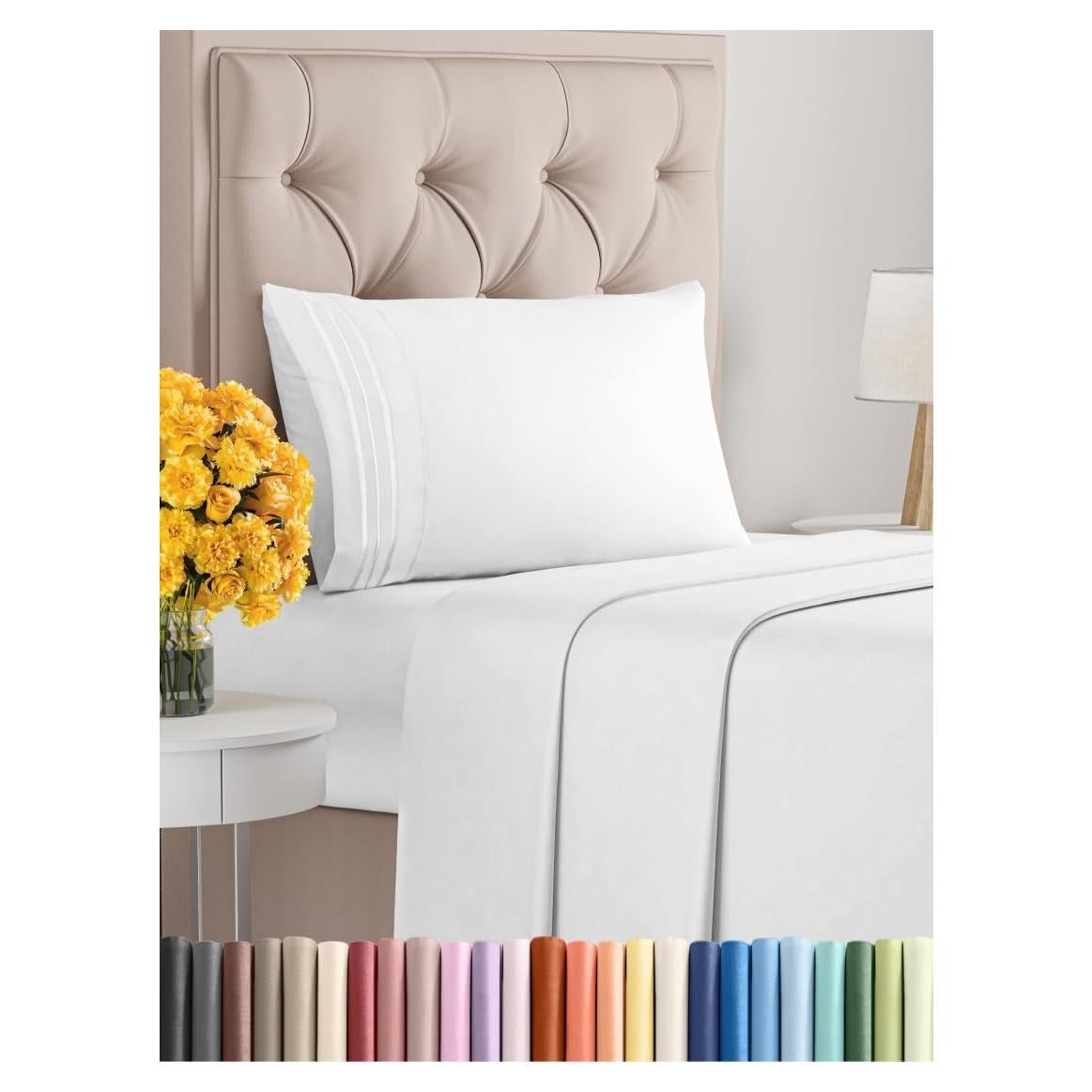 Juego de Sábanas Twin CGK Unlimited Microfibra 3 Piezas Blanco