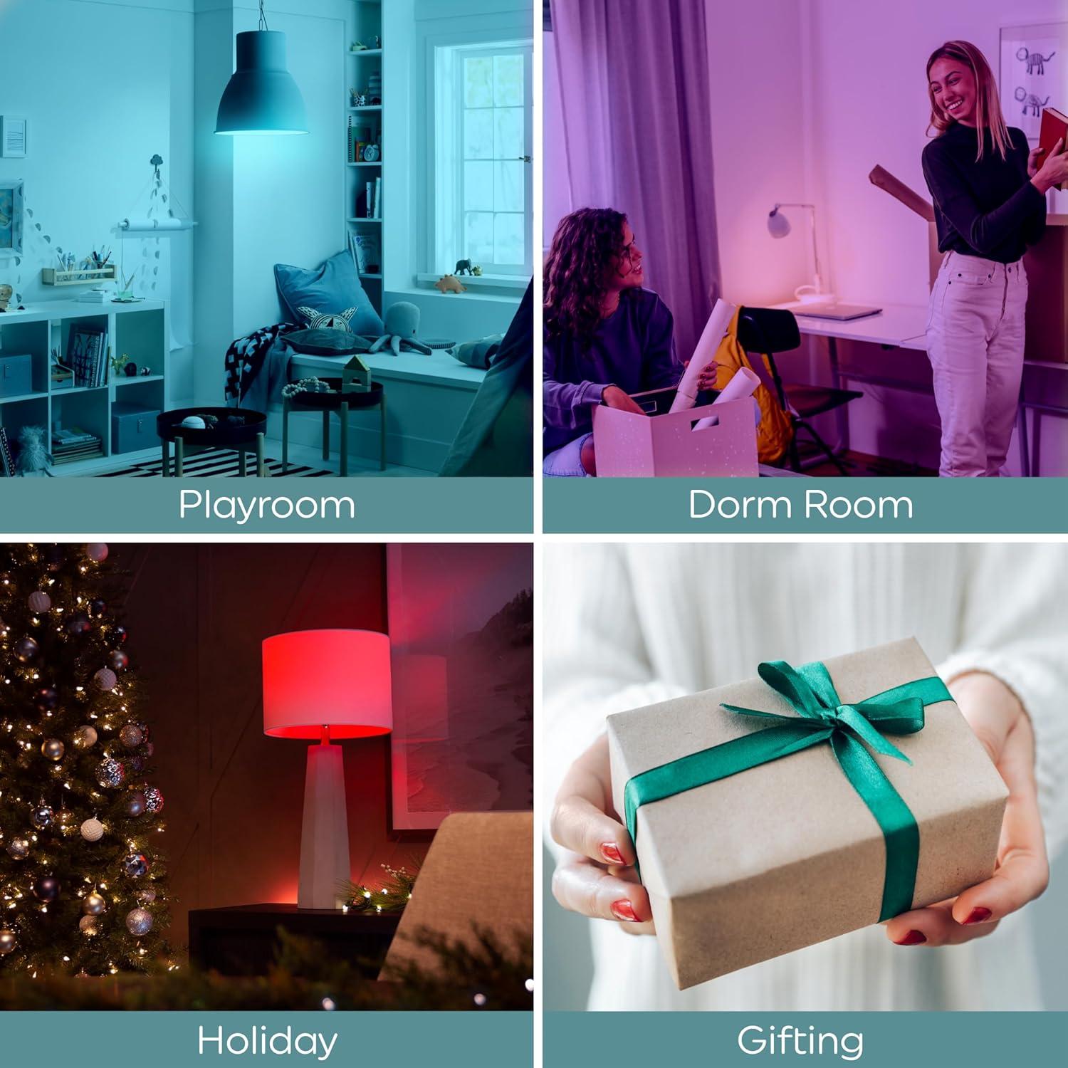 Bombillas LED GE A19 RGB con control remoto (paquete de 3)