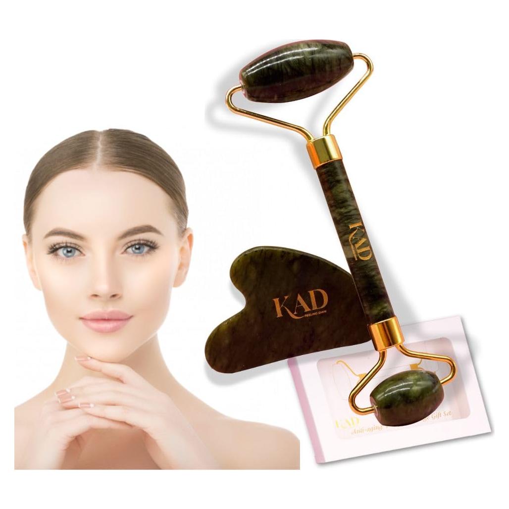 Set de Gua Sha y Rodillo de Jade KAD - Anti-Envejecimiento