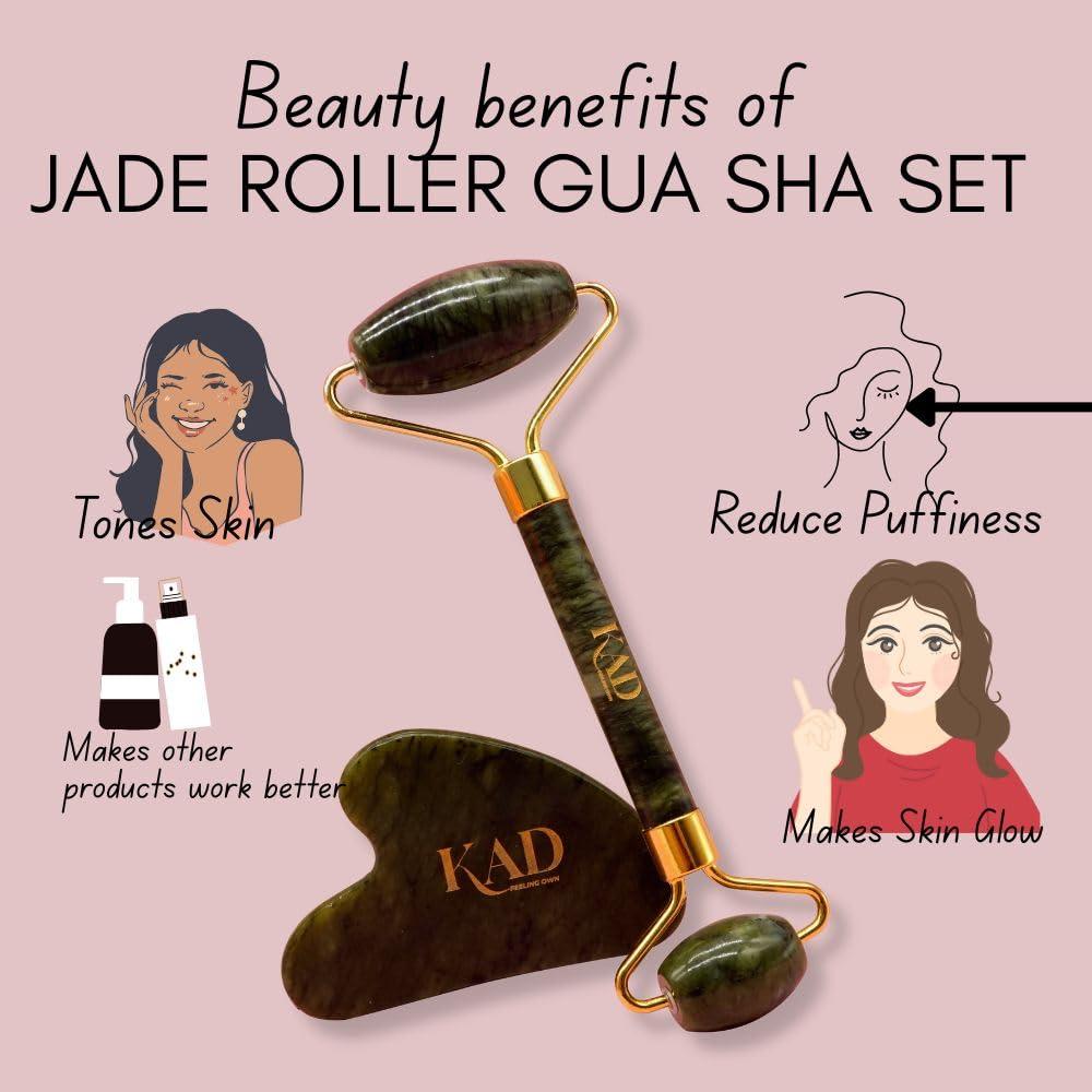 Set de Gua Sha y Rodillo de Jade KAD - Anti-Envejecimiento
