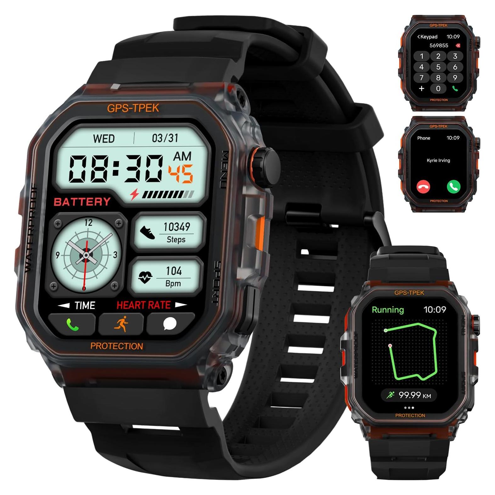 Reloj Inteligente Militar Leeyalan FT61, 1.75" HD, IP68, GPS