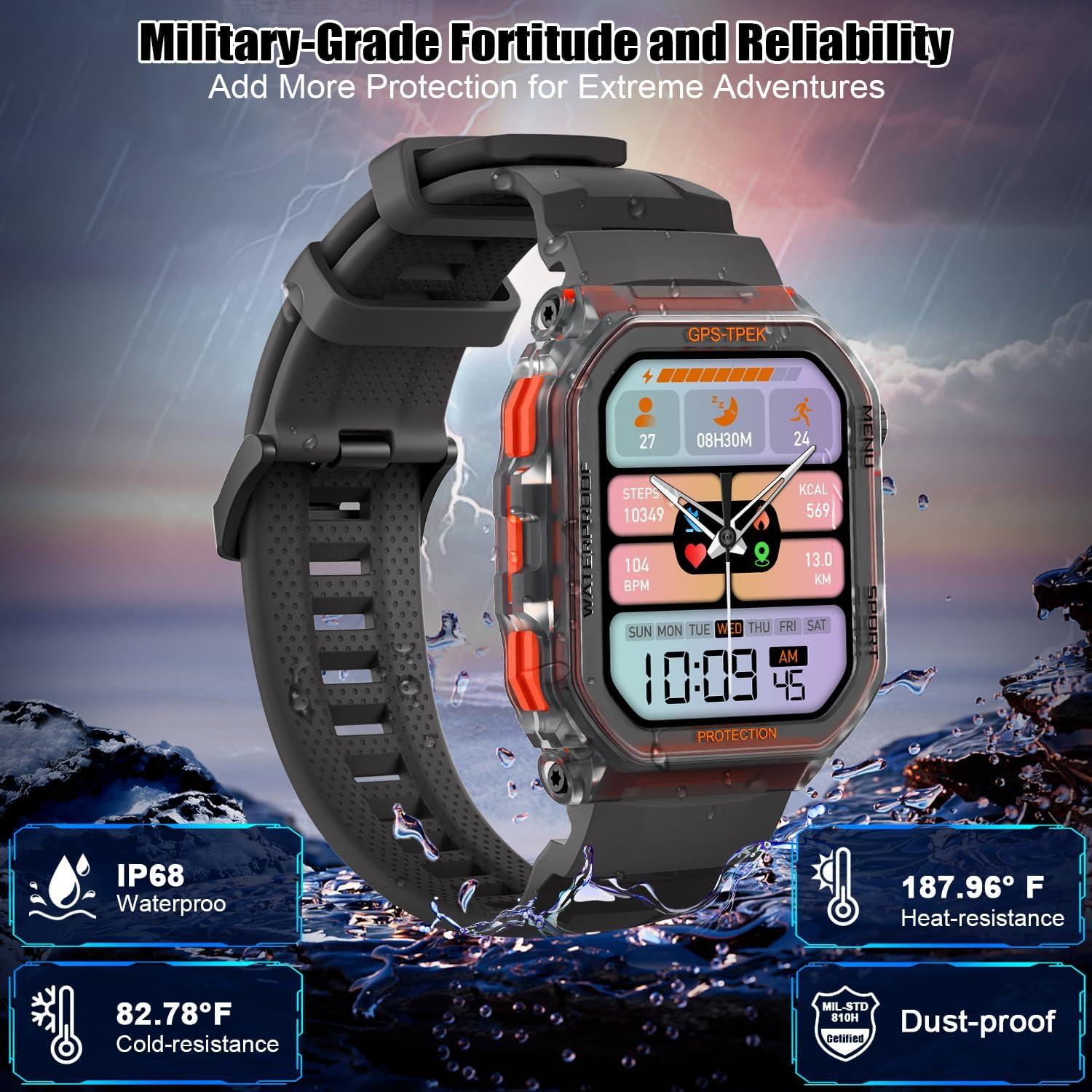 Reloj Inteligente Militar Leeyalan FT61, 1.75" HD, IP68, GPS