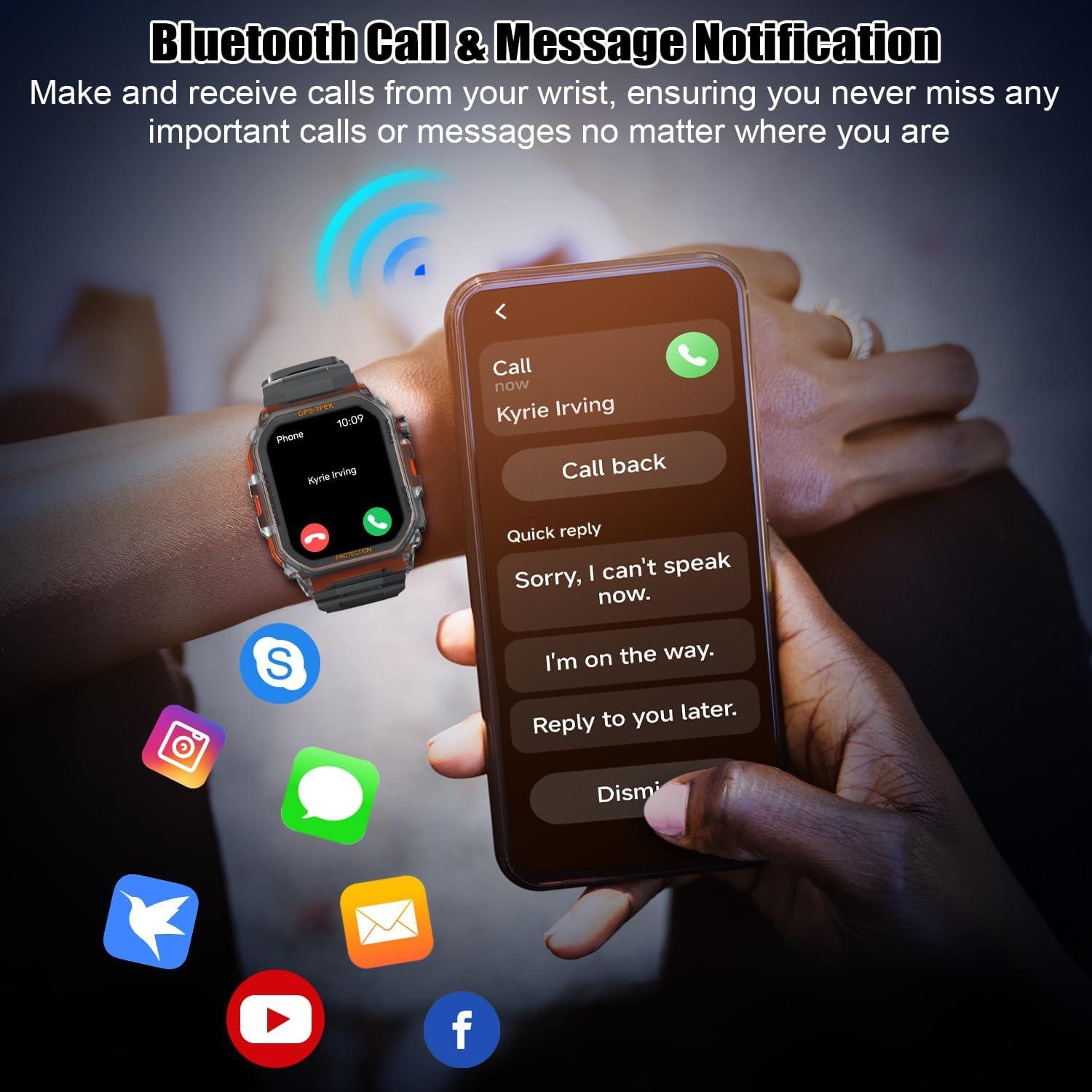 Reloj Inteligente Militar Leeyalan FT61, 1.75" HD, IP68, GPS