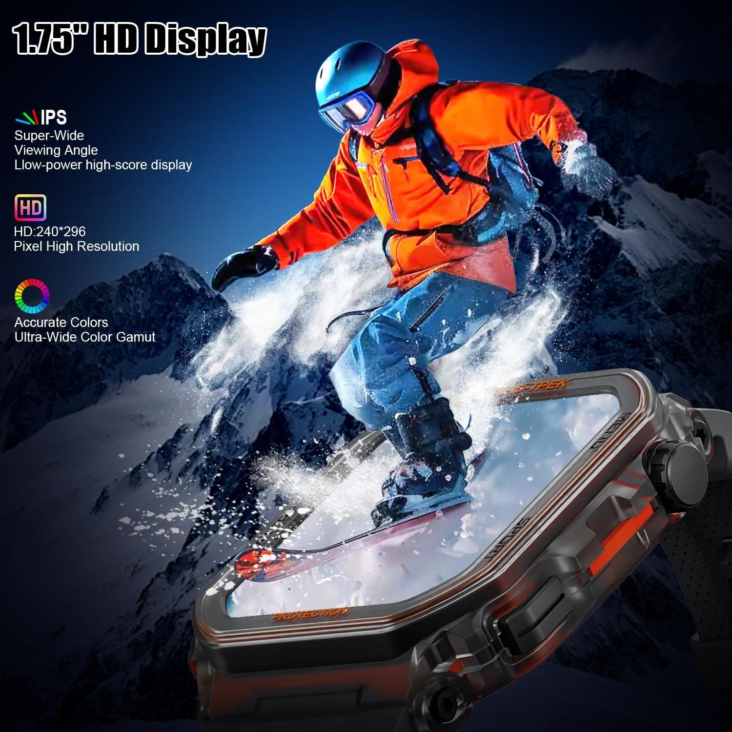 Reloj Inteligente Militar Leeyalan FT61, 1.75" HD, IP68, GPS