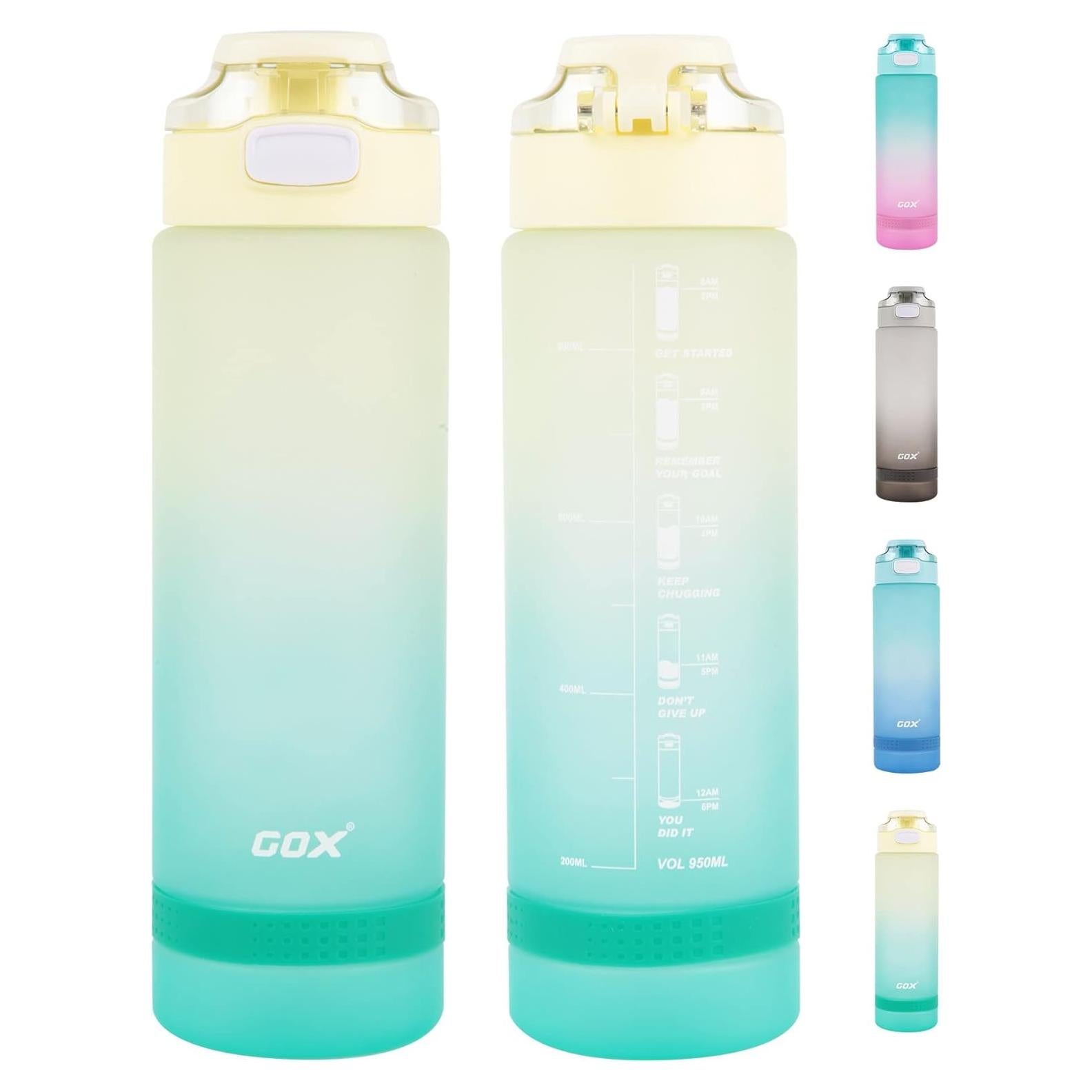 Botella de Agua Motivacional GOX 32oz Amarillo-Verde Libre BPA