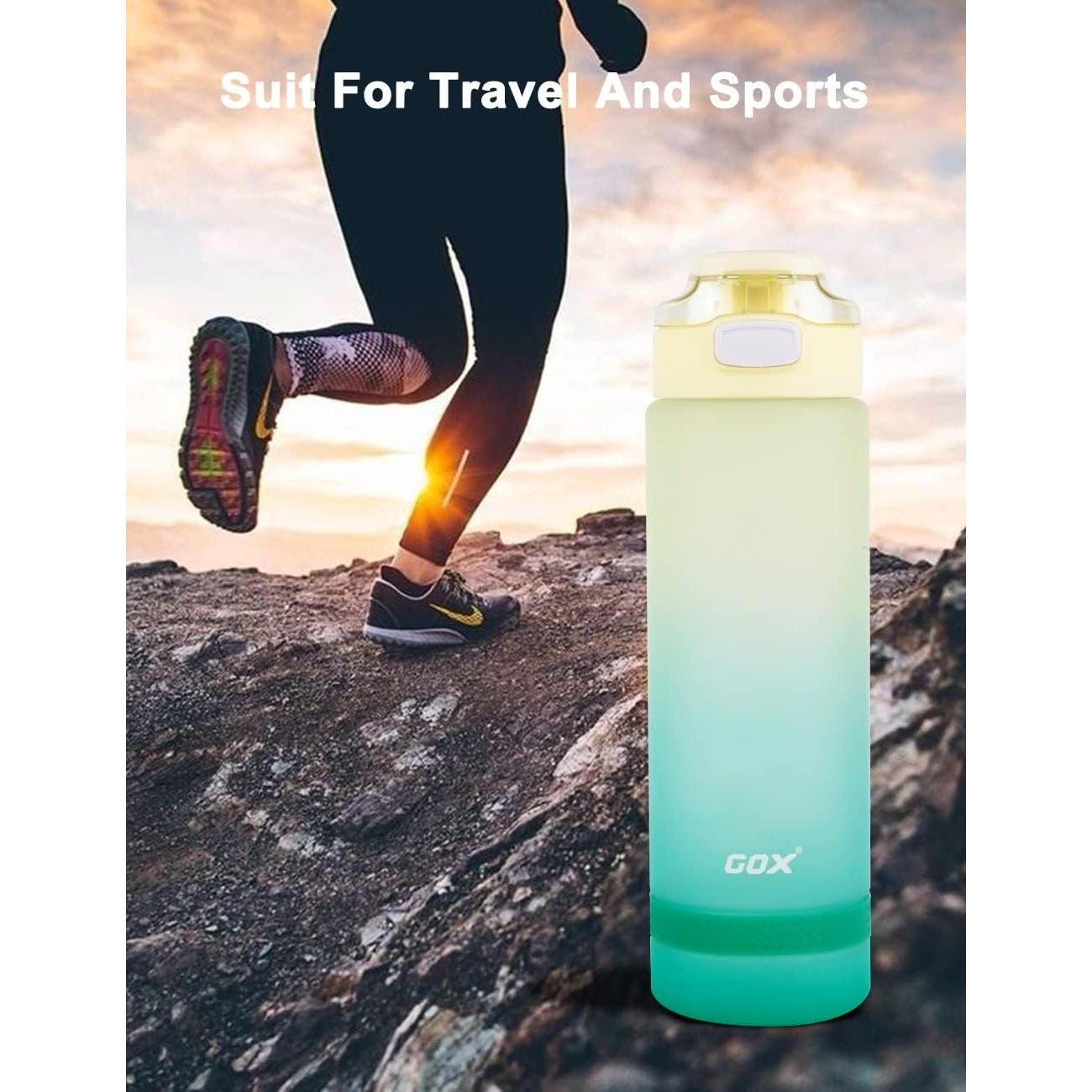 Botella de Agua Motivacional GOX 32oz Amarillo-Verde Libre BPA