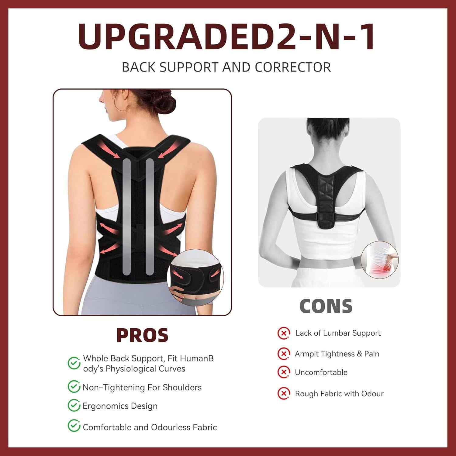 Corrector de Postura Bihevn Ajustable para Espalda S-M