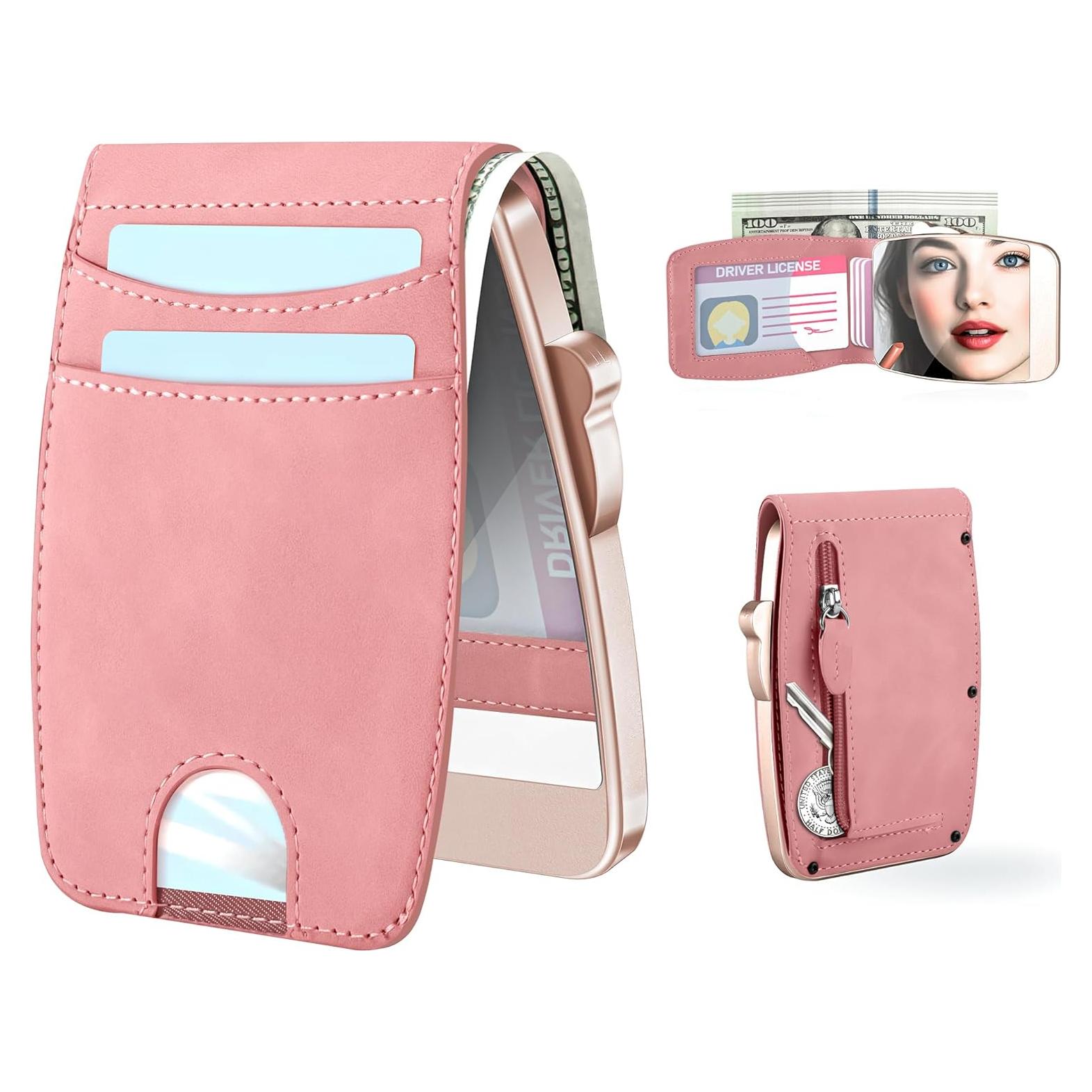 Billetera Minimalista Mujer Sludete RFID con Espejo Rojo