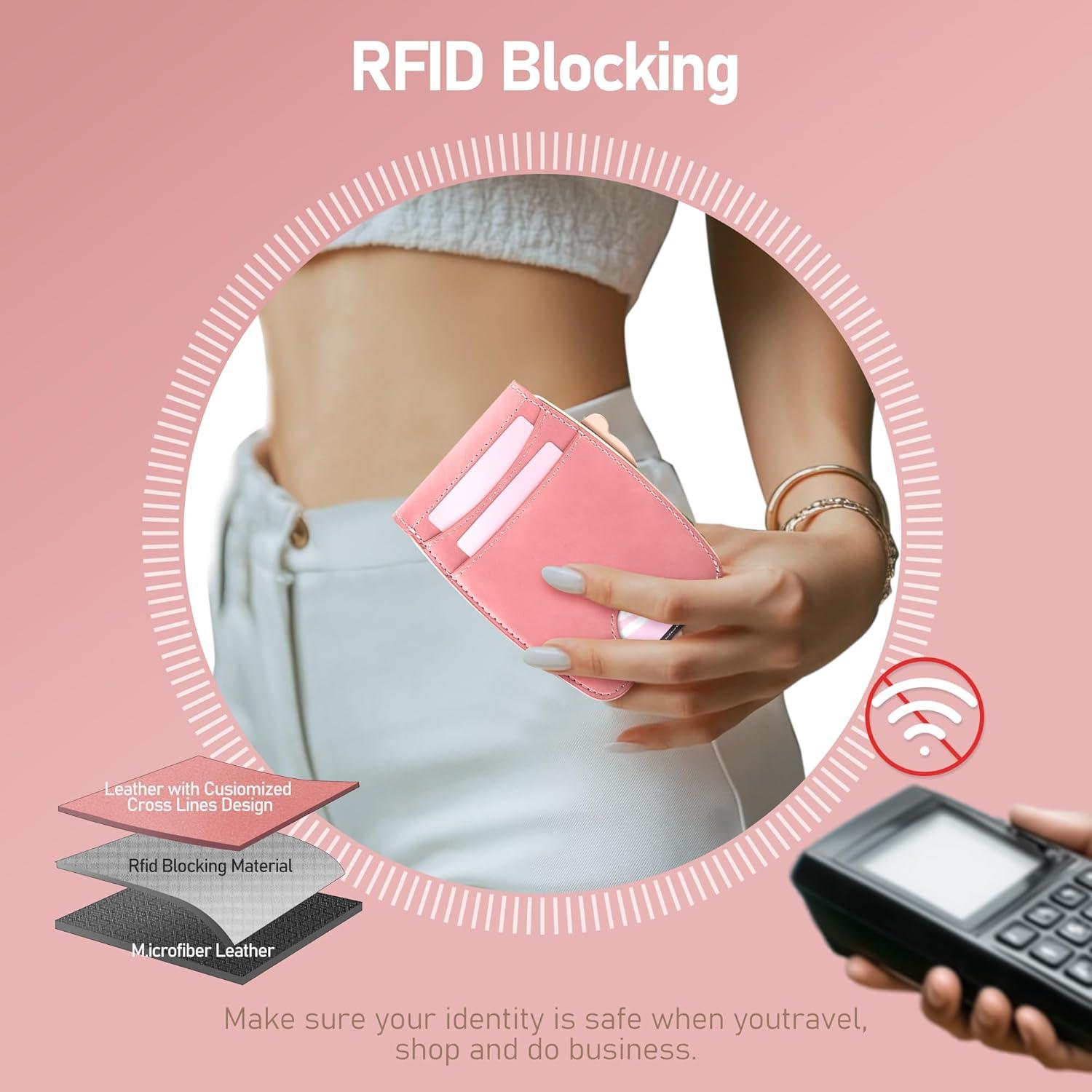 Billetera Minimalista Mujer Sludete RFID con Espejo Rojo