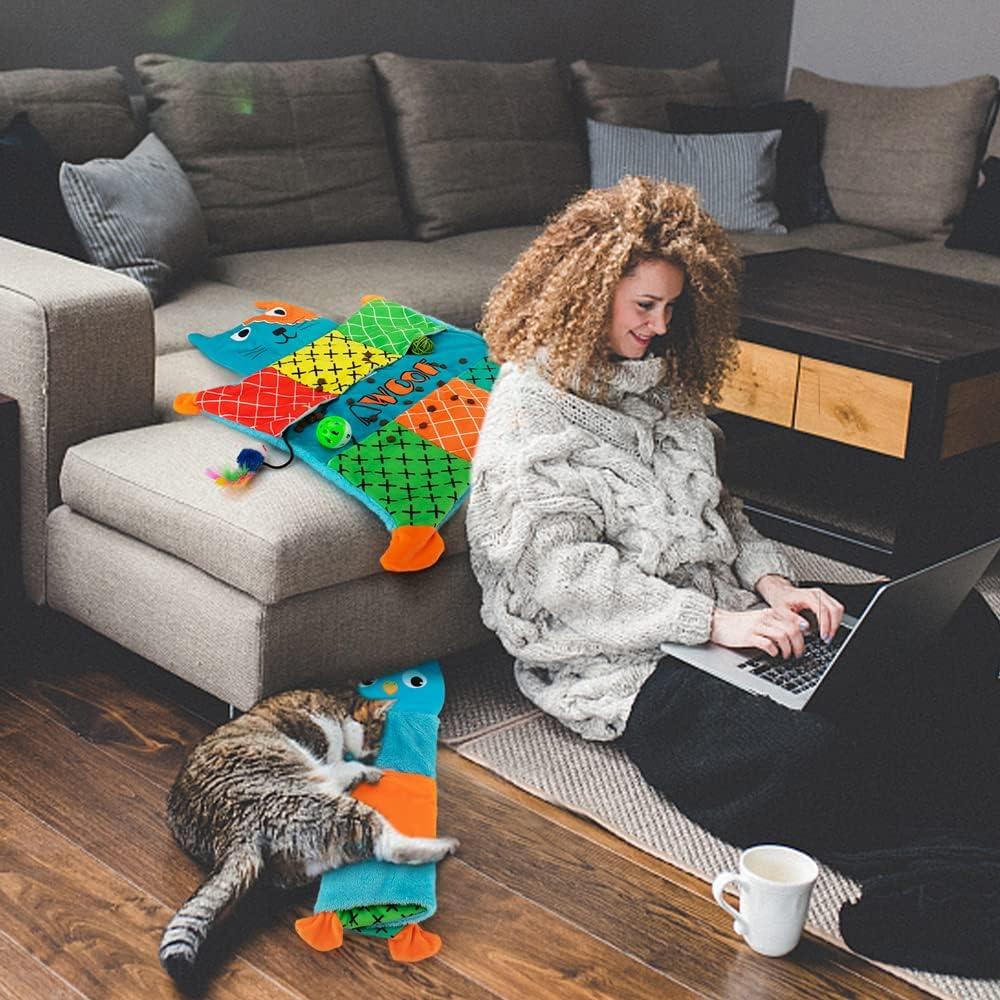 Alfombra Suave para Gatos AWOOF con Juguetes Interactivos