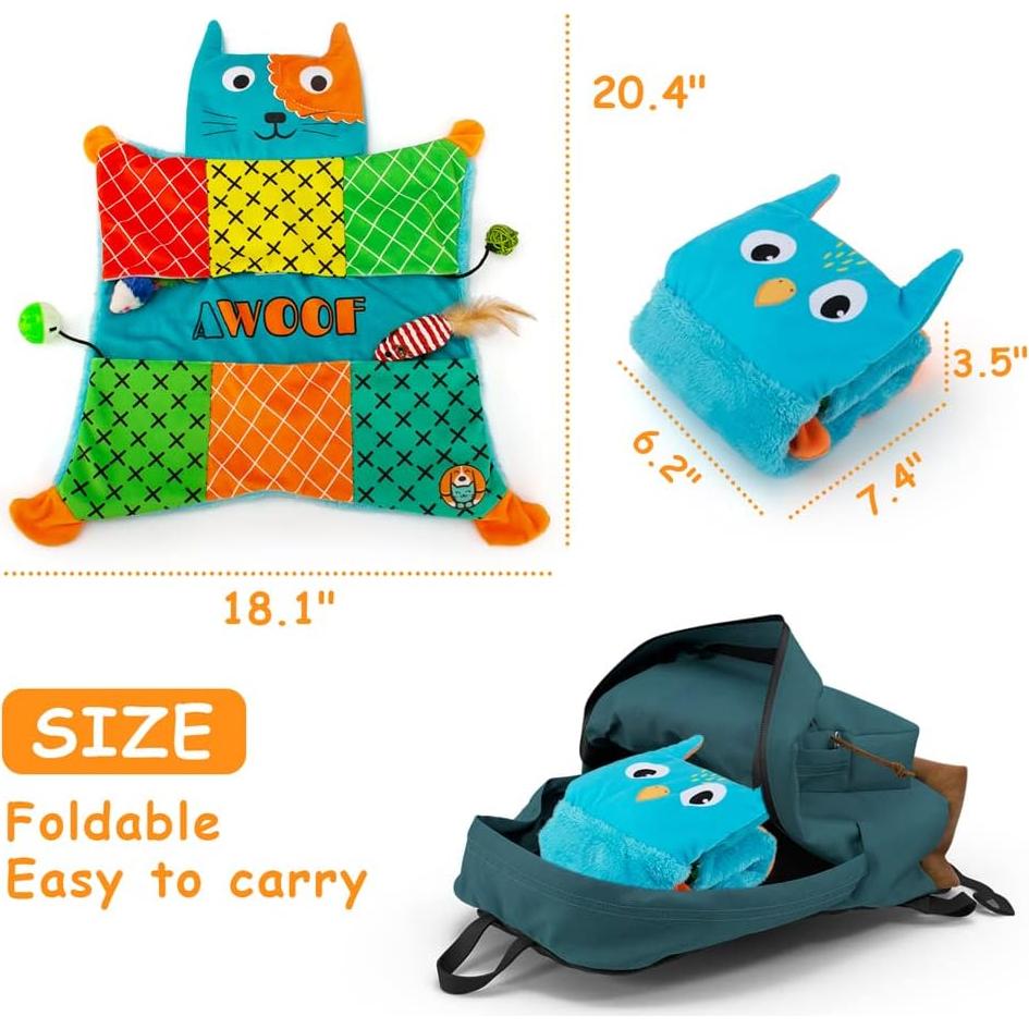 Alfombra Suave para Gatos AWOOF con Juguetes Interactivos