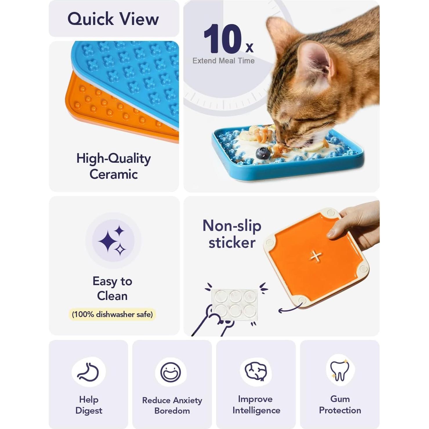 Alimentador Lento Cerámico LE TAUCI PET 13.97 cm Set 2 Azul Naranja