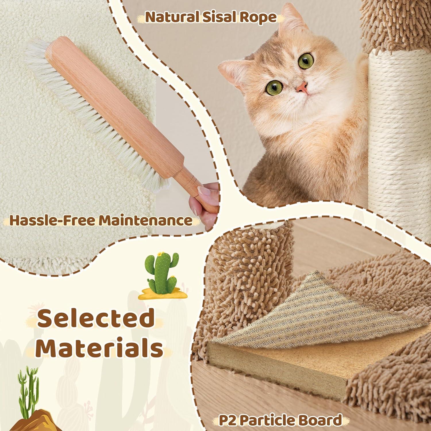 Árbol para Gatos Yaheetech Cactus 107 cm Beige/Marrón