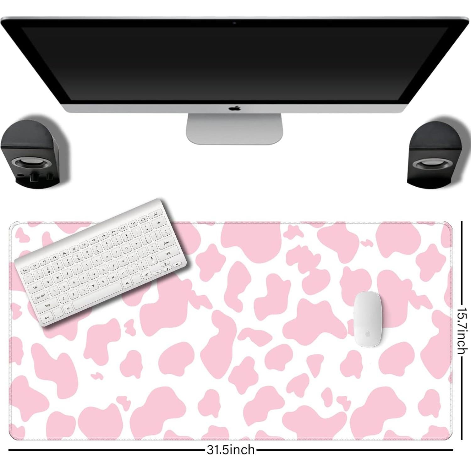 Alfombrilla de Ratón Grande Deokke Vaca Rosa 80 x 40 cm