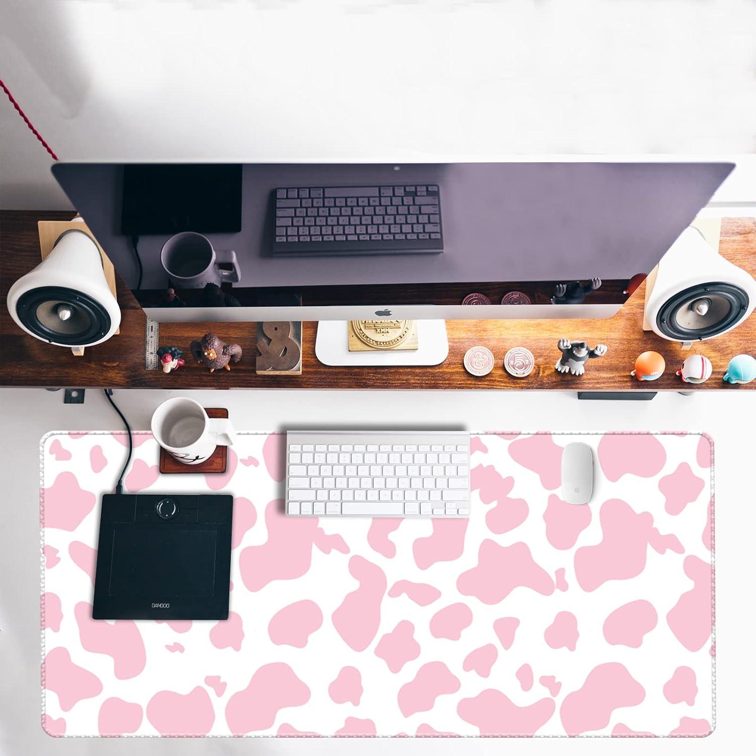 Alfombrilla de Ratón Grande Deokke Vaca Rosa 80 x 40 cm