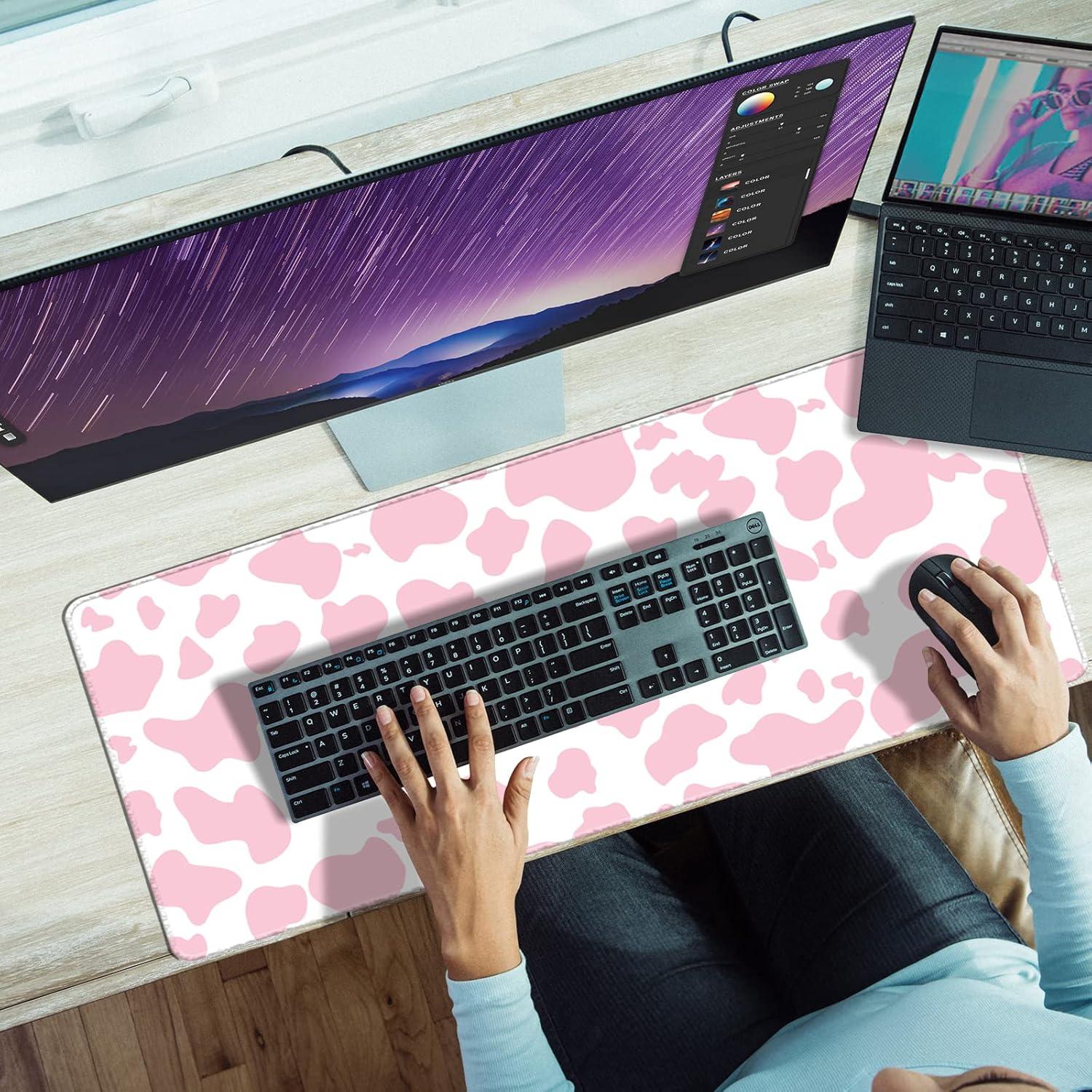 Alfombrilla de Ratón Grande Deokke Vaca Rosa 80 x 40 cm