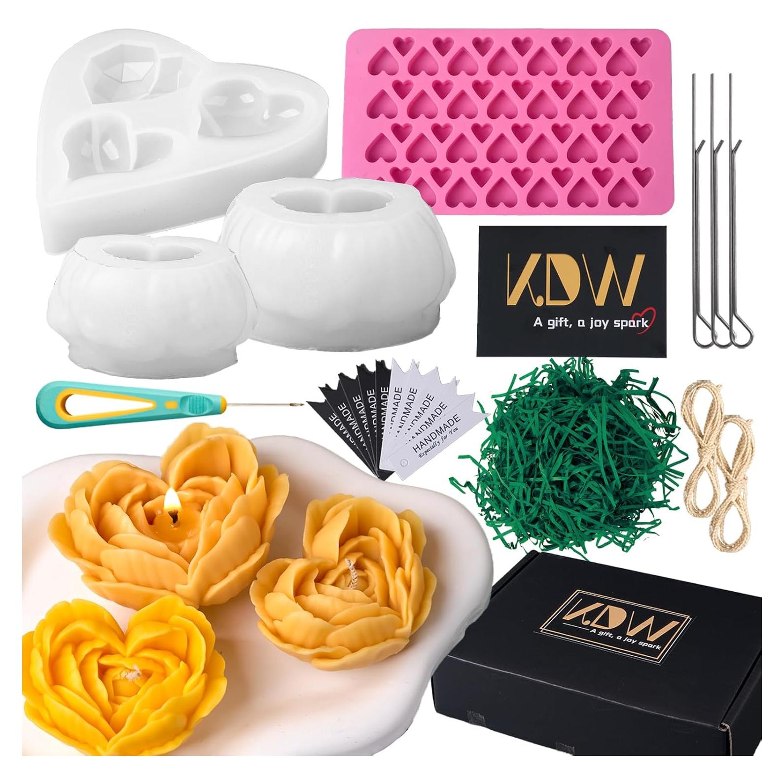 Kit de Velas DIY KDW - Moldes de Silicona Corazón 22 Piezas
