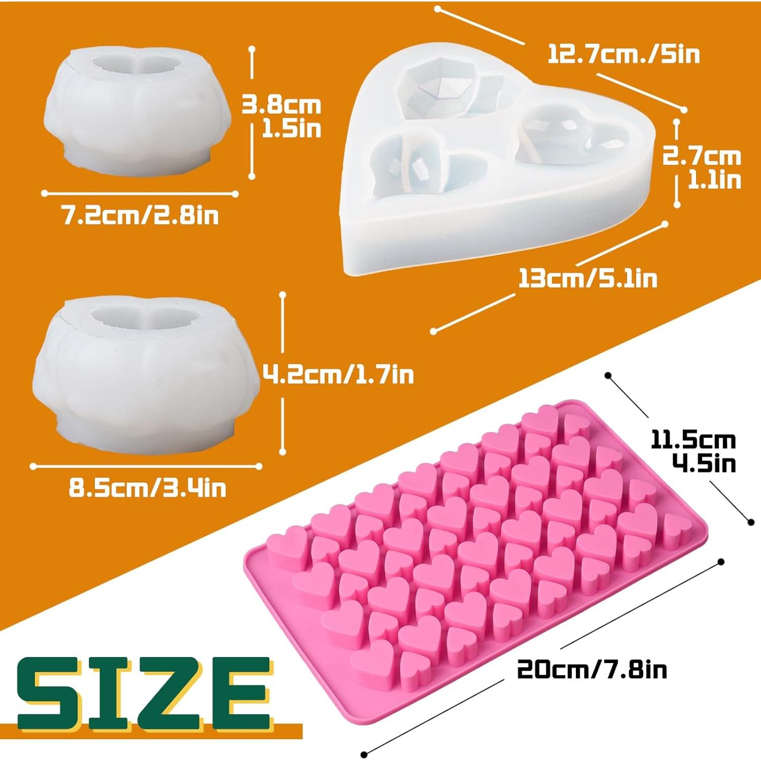 Kit de Velas DIY KDW - Moldes de Silicona Corazón 22 Piezas