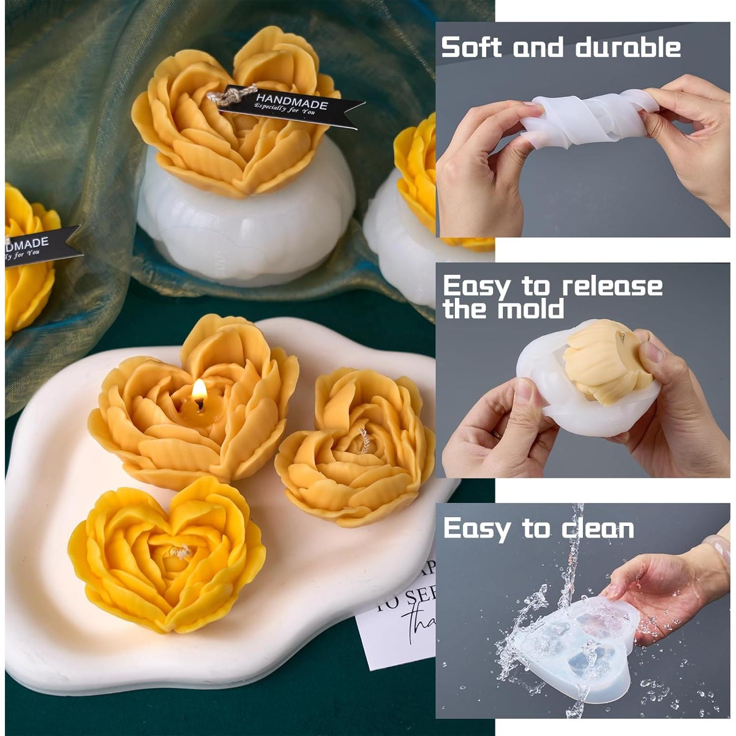 Kit de Velas DIY KDW - Moldes de Silicona Corazón 22 Piezas