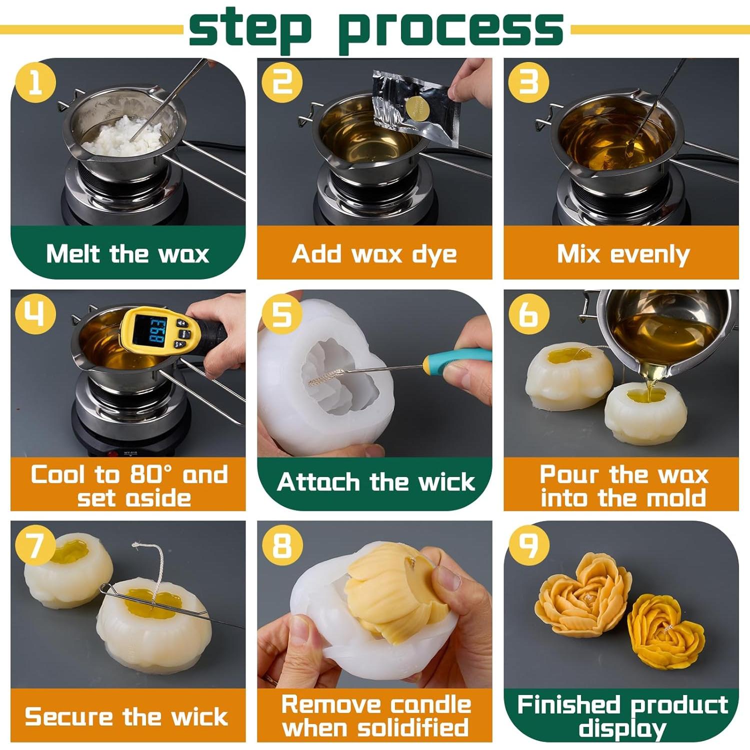 Kit de Velas DIY KDW - Moldes de Silicona Corazón 22 Piezas