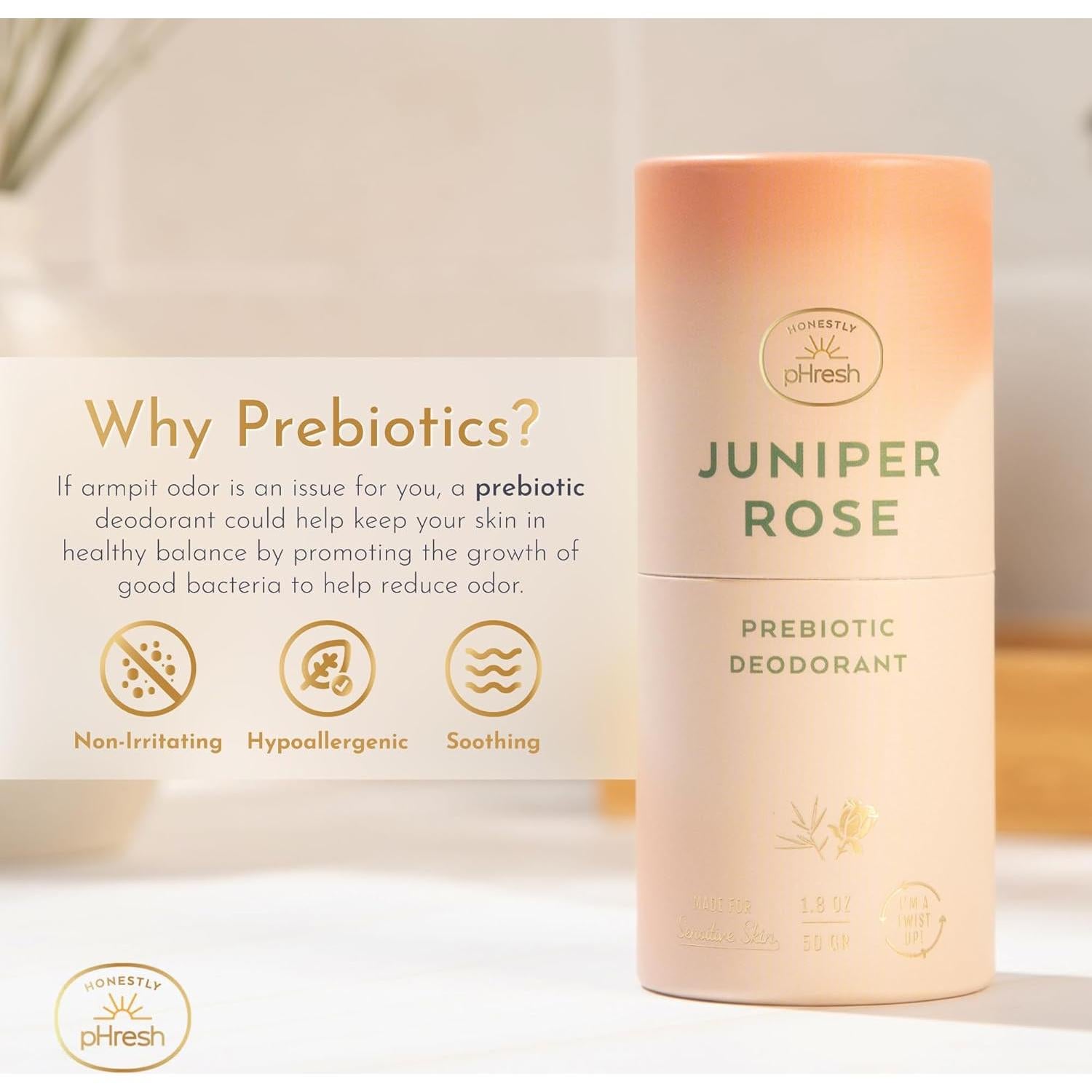 Desodorante Natural Honestly pHresh Rosa de Enebro 68g