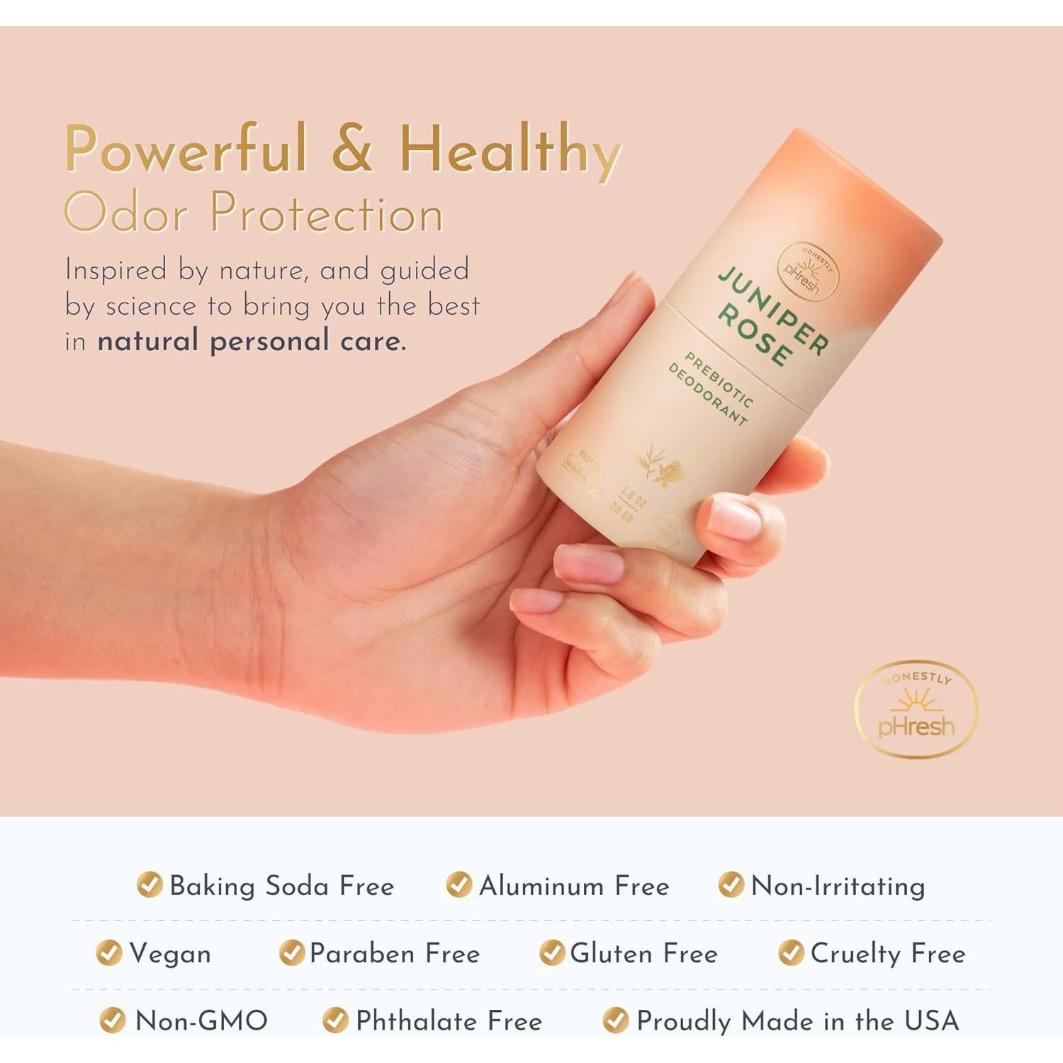 Desodorante Natural Honestly pHresh Rosa de Enebro 68g