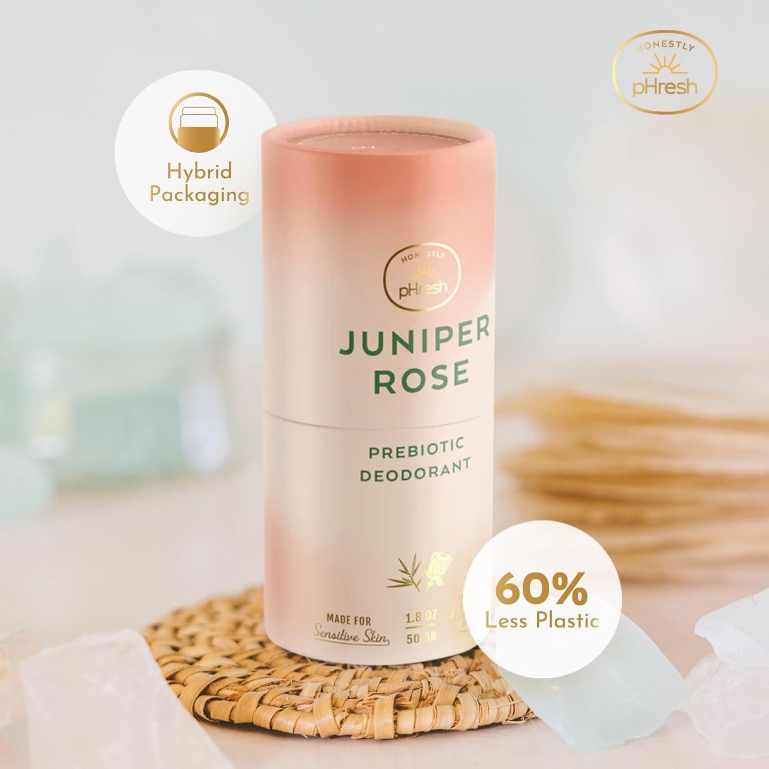 Desodorante Natural Honestly pHresh Rosa de Enebro 68g