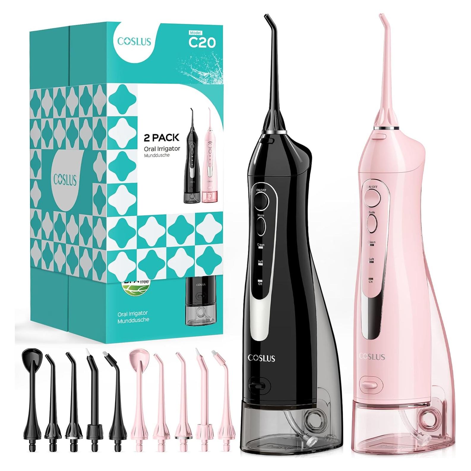 Irrigador Dental Inalámbrico COSLUS C20 - 2 Paquetes, 300ml