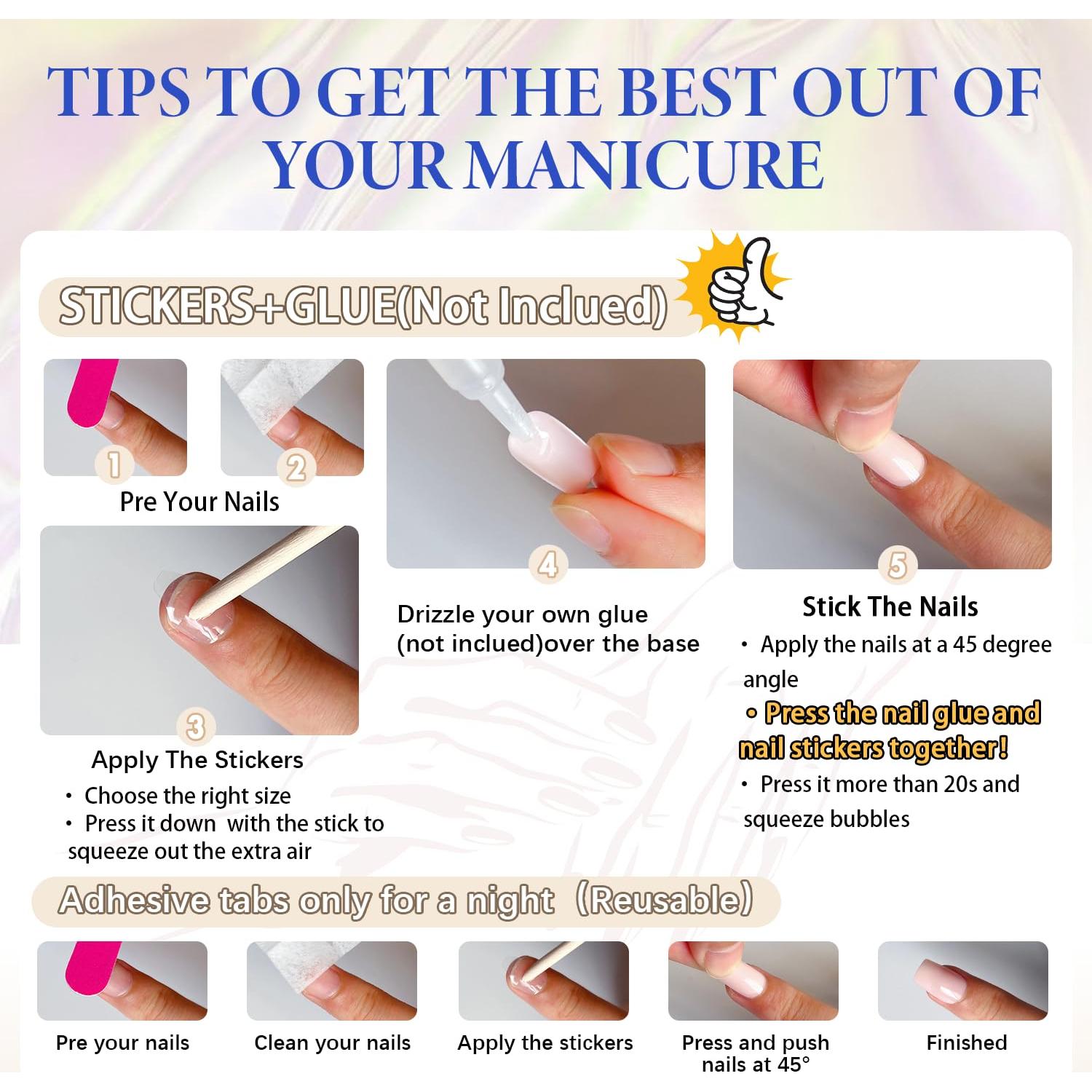 Uñas Postizas KQueenest Almendra Negra Chrome 24 Pcs