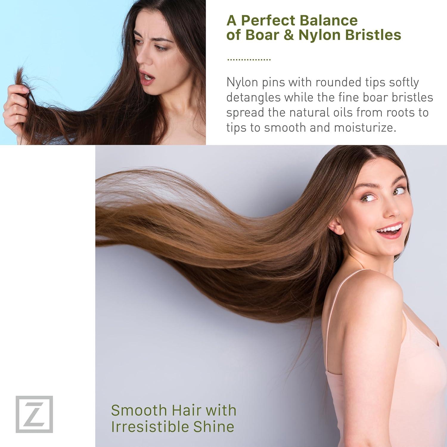 Cepillo Desenredante Ovalado Zollo con Cerdas de Jabalí