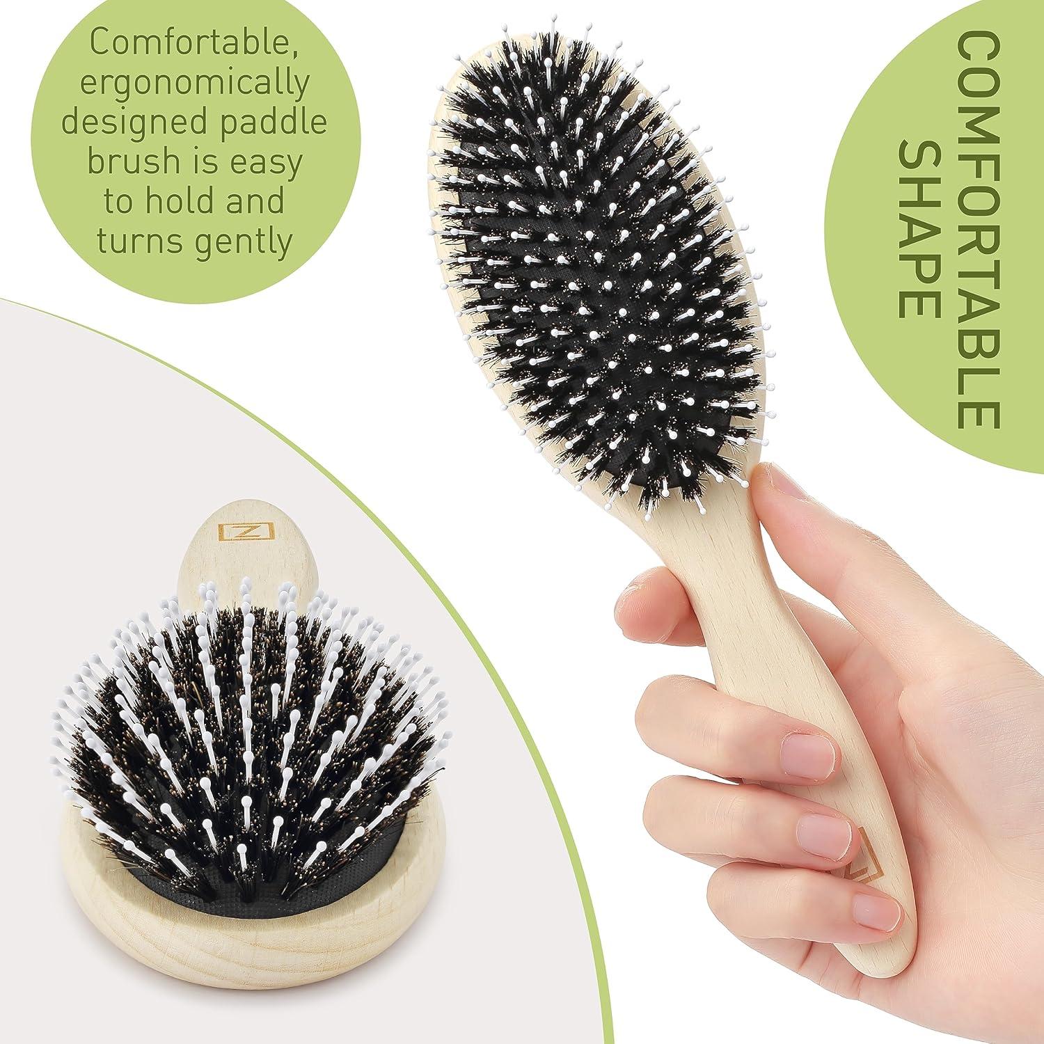 Cepillo Desenredante Ovalado Zollo con Cerdas de Jabalí