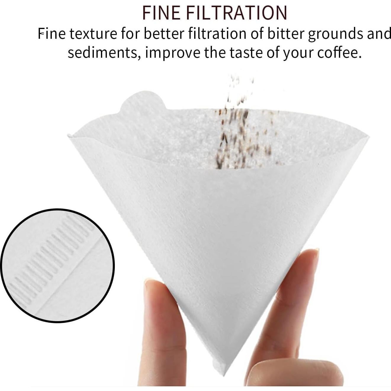 Filtros de Café Clinuse V02 Cono Blanco 200 Piezas 16x11.7 cm