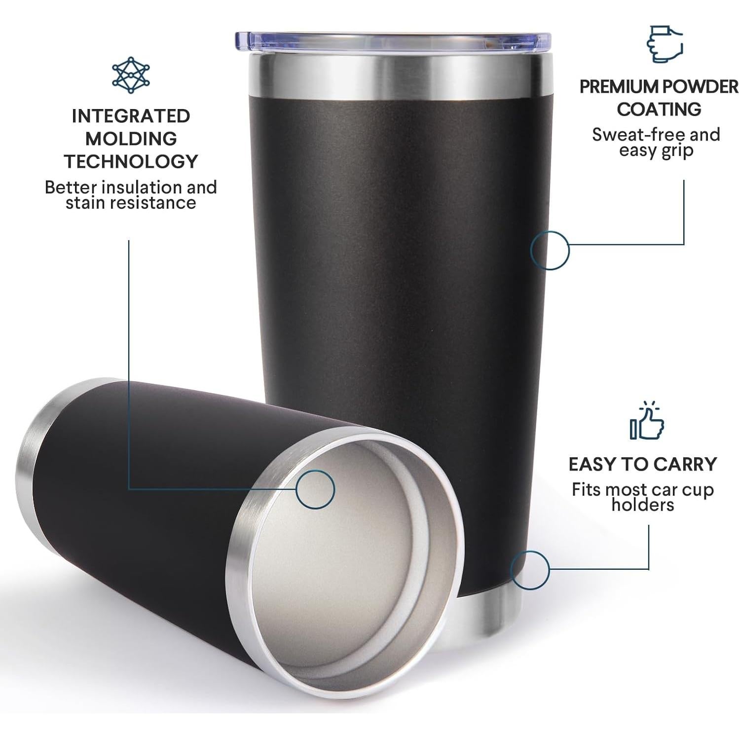 Vaso Aislado de Acero Inoxidable Volhoply 20oz Negro con Tapa