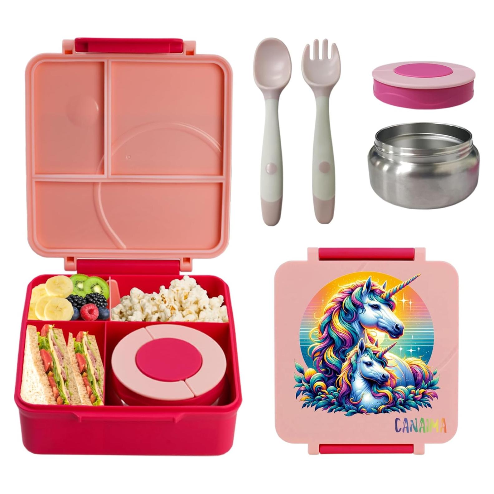 Caja Bento CANAIMA Rosa Unicornio 1600ml Apta Microondas