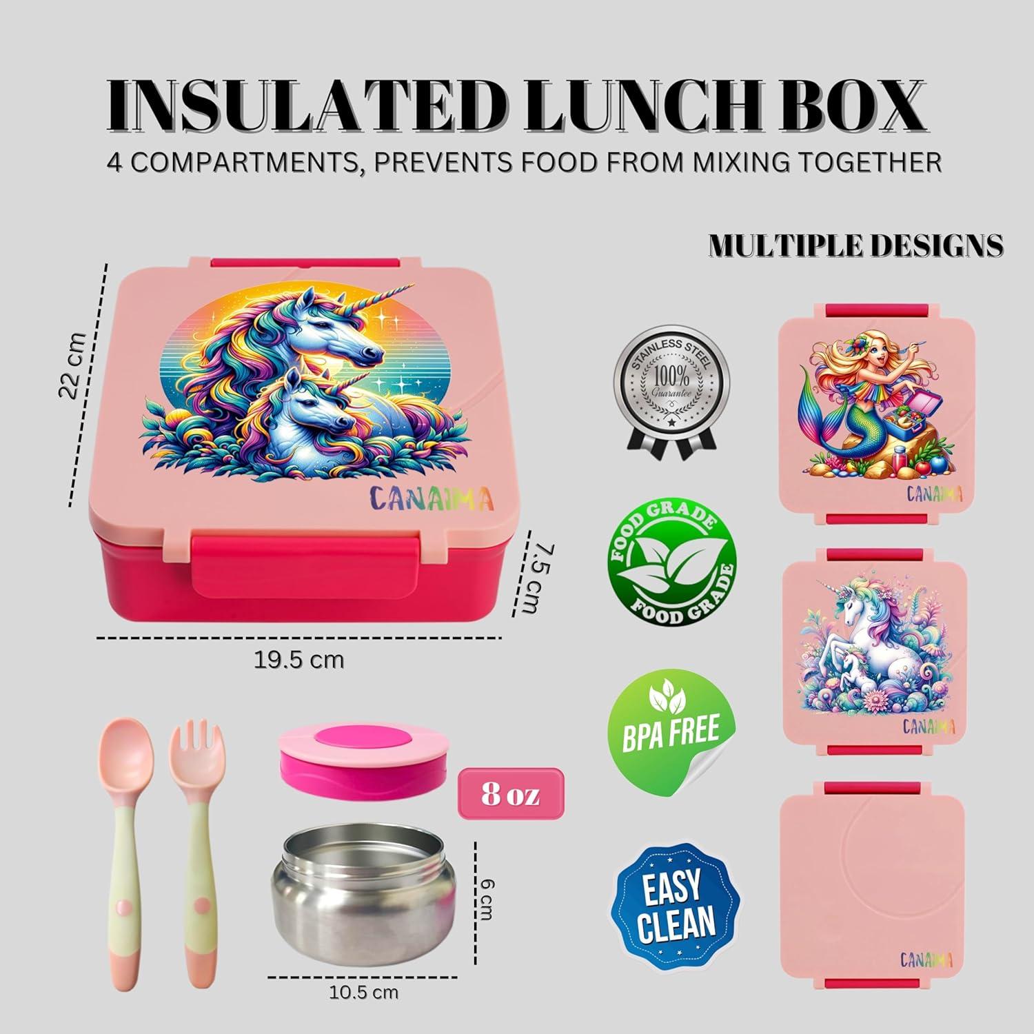 Caja Bento CANAIMA Rosa Unicornio 1600ml Apta Microondas