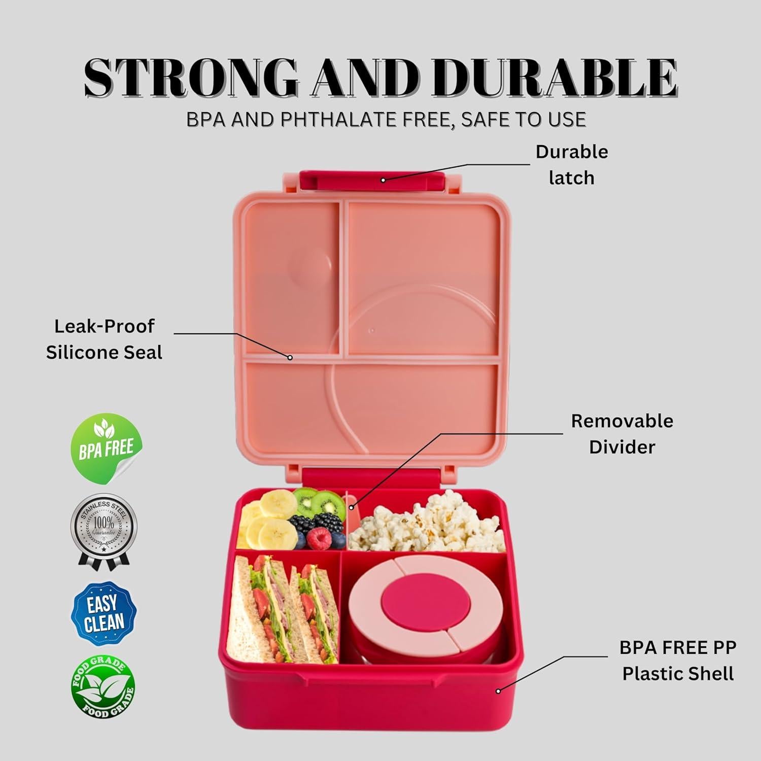 Caja Bento CANAIMA Rosa Unicornio 1600ml Apta Microondas