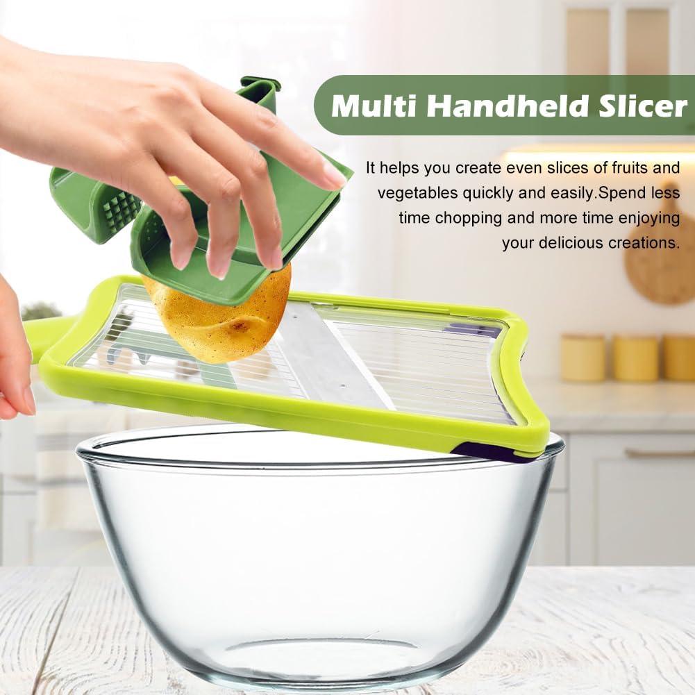 Mandolina de Mano CALIDAKA Verde Ajustable para Verduras