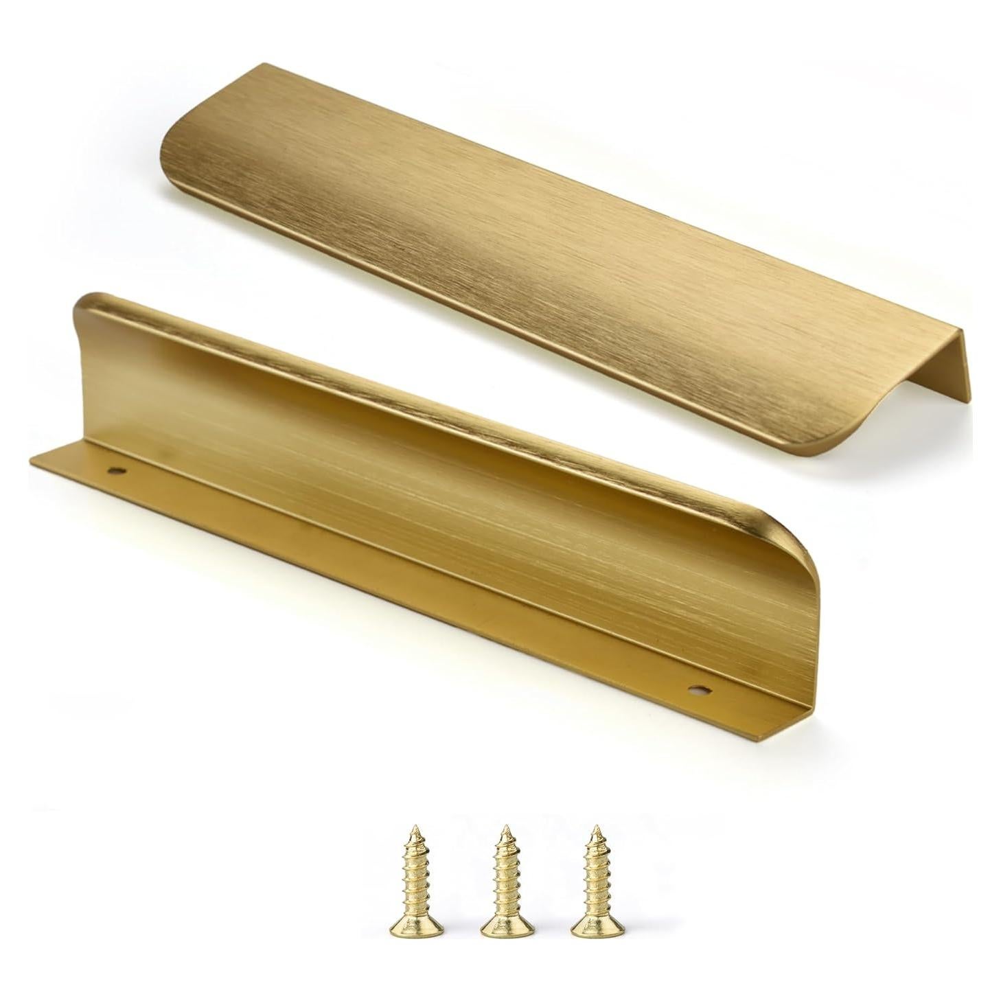 5 Tiradores de dedo Sunlithor Aluminio 120mm Latón Cepillado