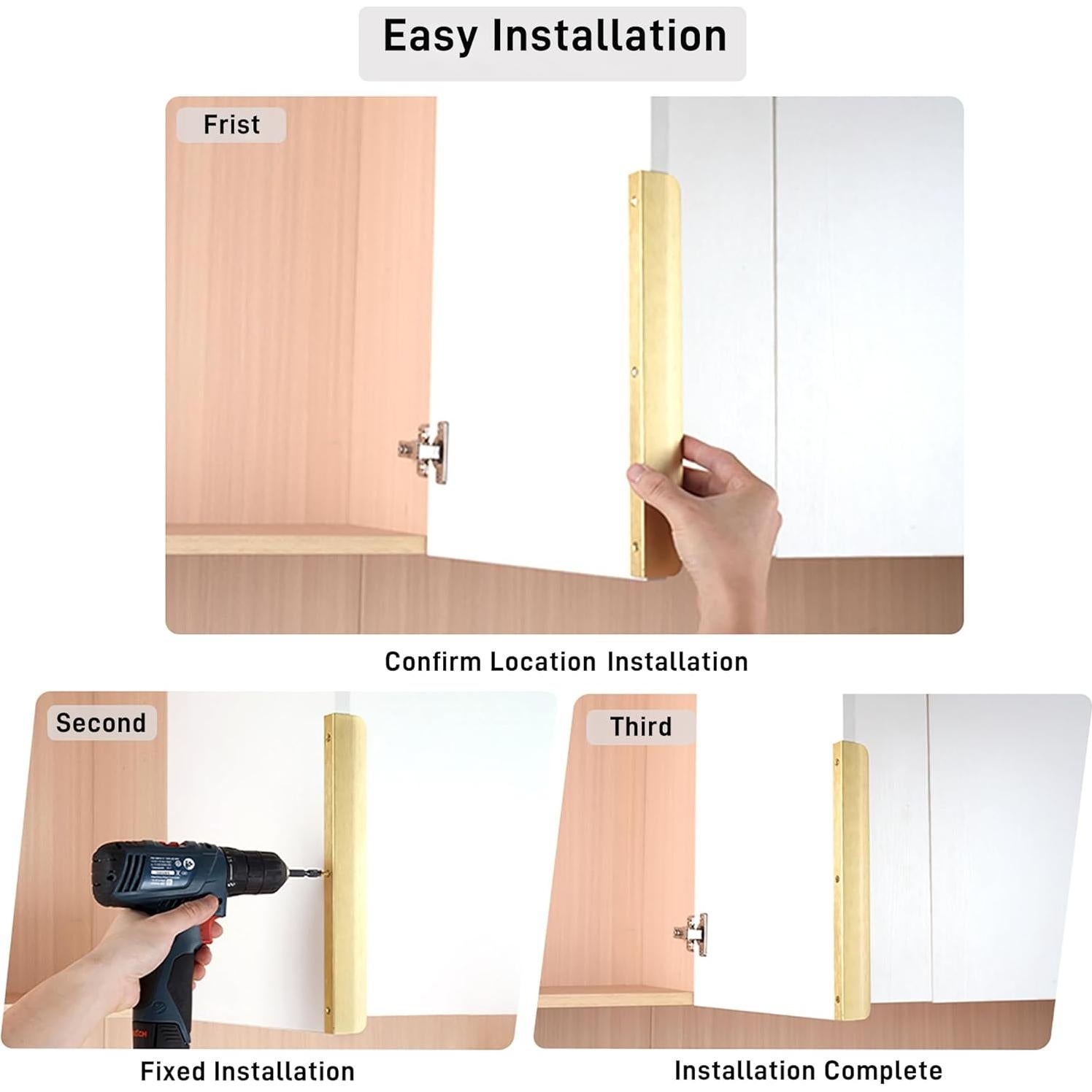 5 Tiradores de dedo Sunlithor Aluminio 120mm Latón Cepillado