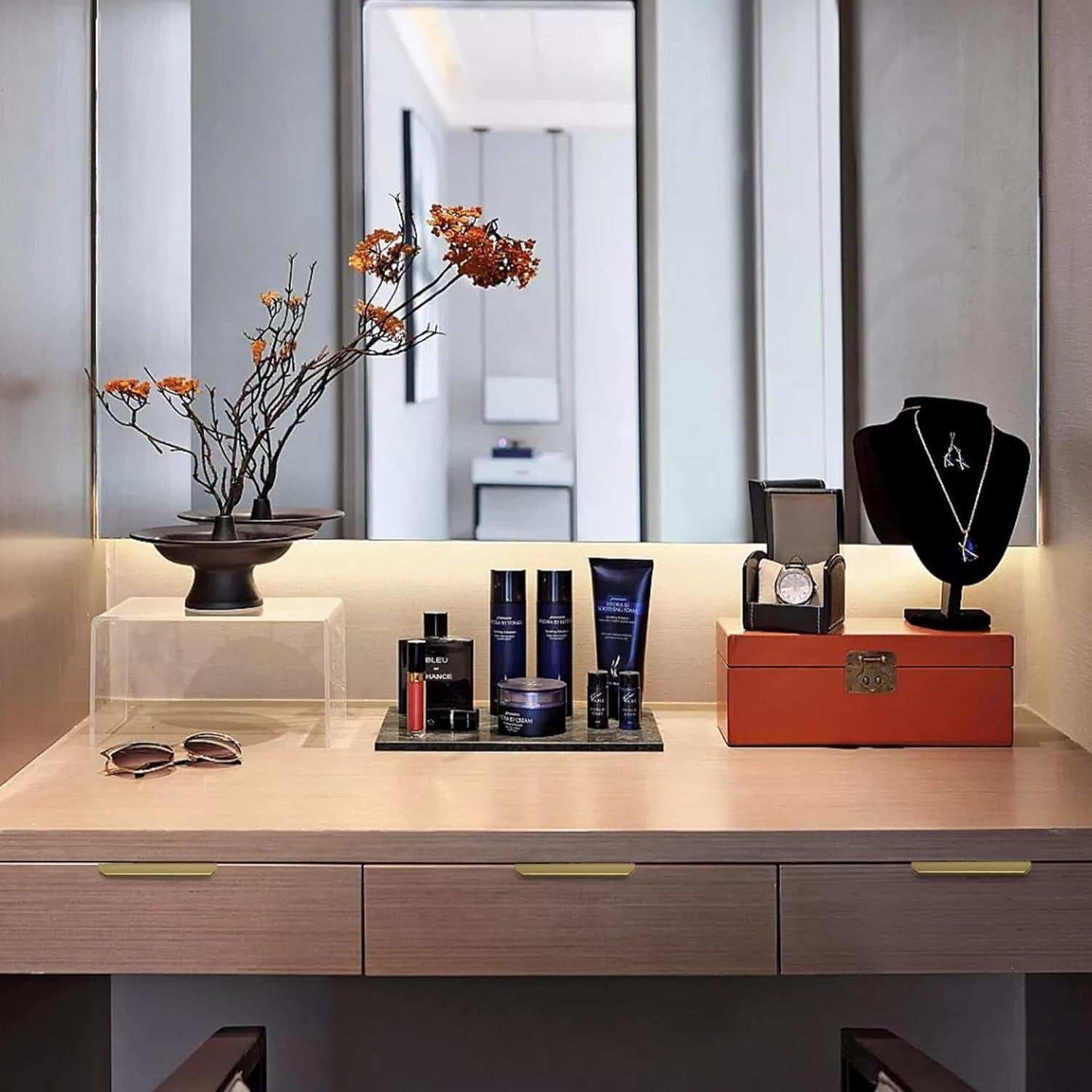 5 Tiradores de dedo Sunlithor Aluminio 120mm Latón Cepillado