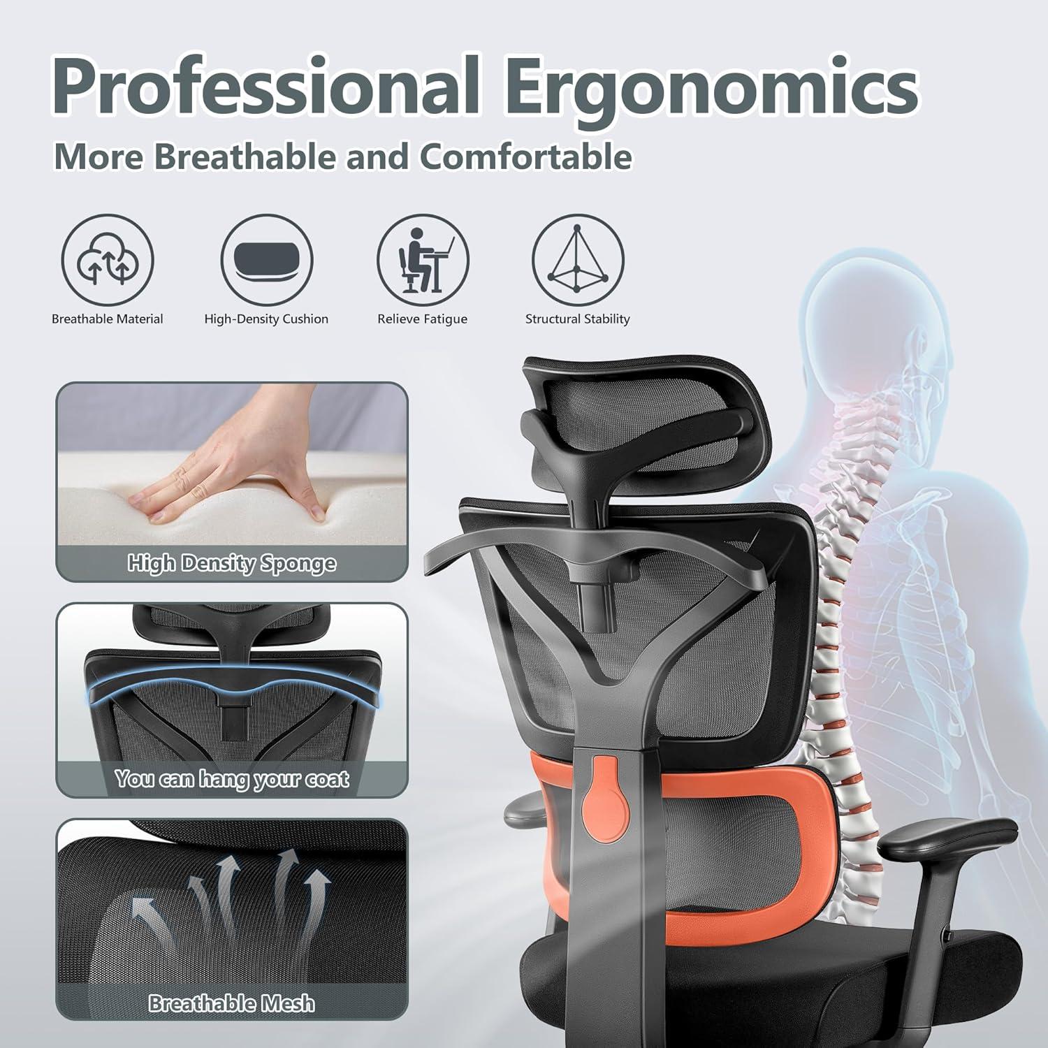 Silla de Oficina Ergonómica Winrise 999 Naranja Reclinable