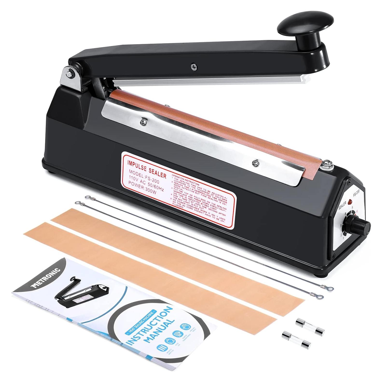 Sellador de Bolsas de Calor Manual METRONIC 8" Negro 300W