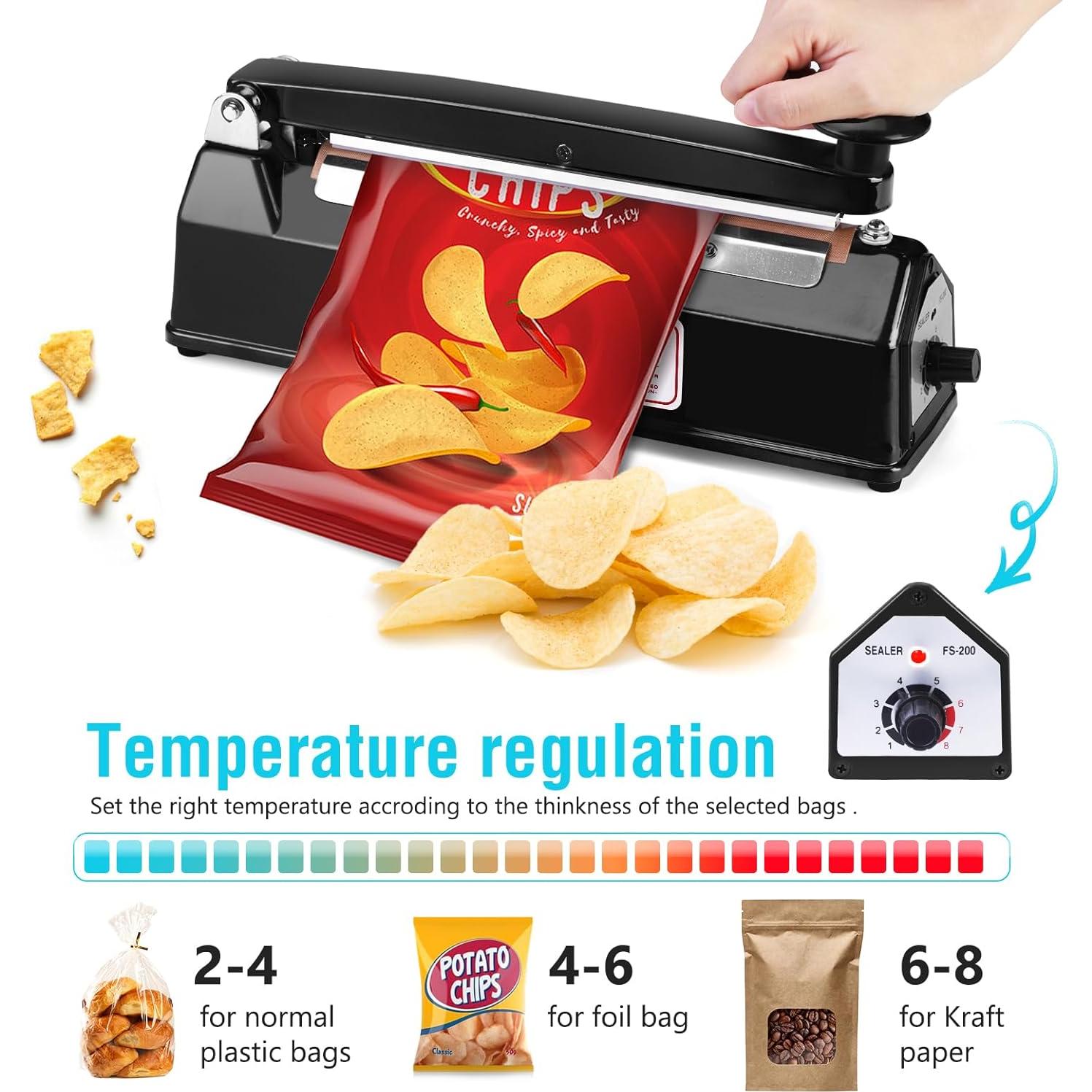 Sellador de Bolsas de Calor Manual METRONIC 8" Negro 300W