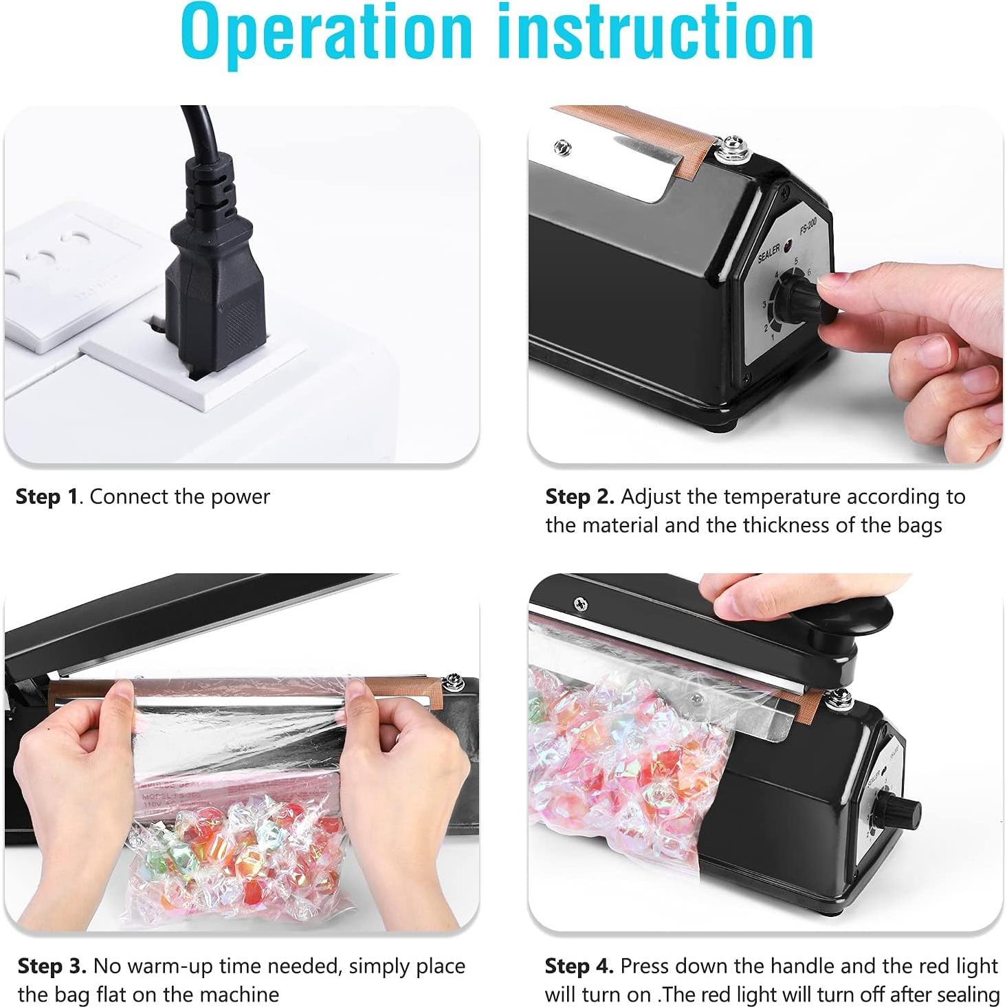 Sellador de Bolsas de Calor Manual METRONIC 8" Negro 300W