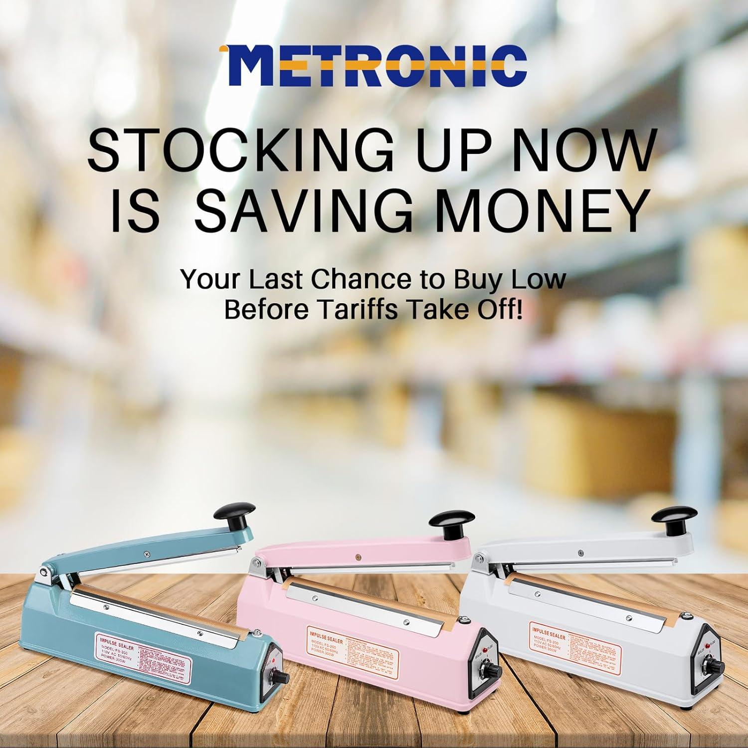 Sellador de Bolsas de Calor Manual METRONIC 8" Negro 300W