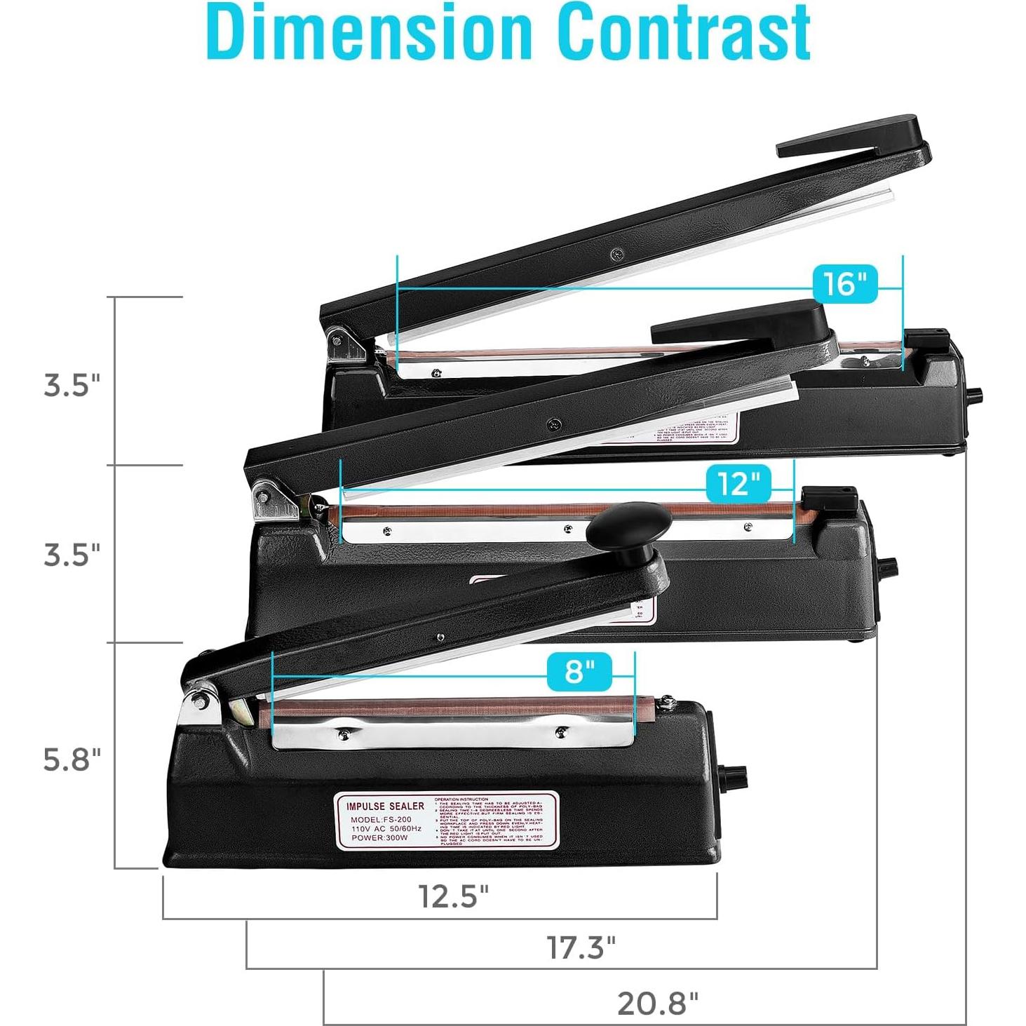 Sellador de Bolsas de Calor Manual METRONIC 8" Negro 300W