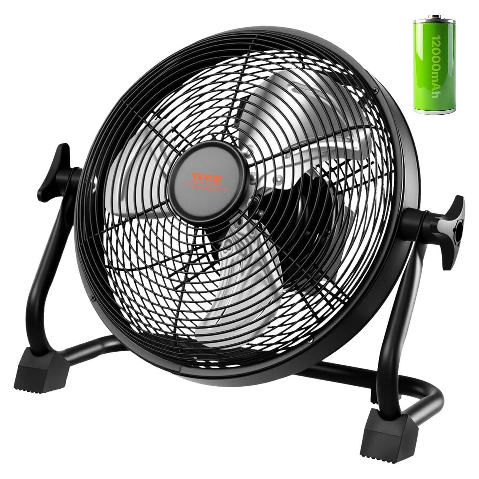Ventilador de Piso Recargable VEVOR 10 Pulgadas Metal 12V