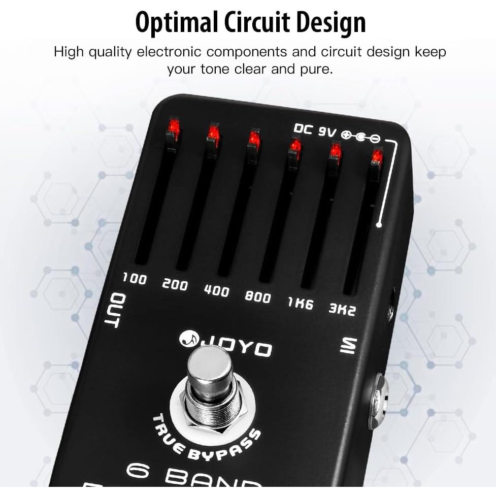 Pedal Ecualizador JOYO JF-11 de 6 Bandas para Guitarra