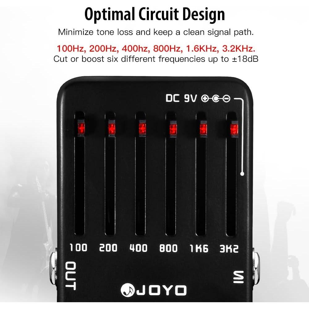 Pedal Ecualizador JOYO JF-11 de 6 Bandas para Guitarra